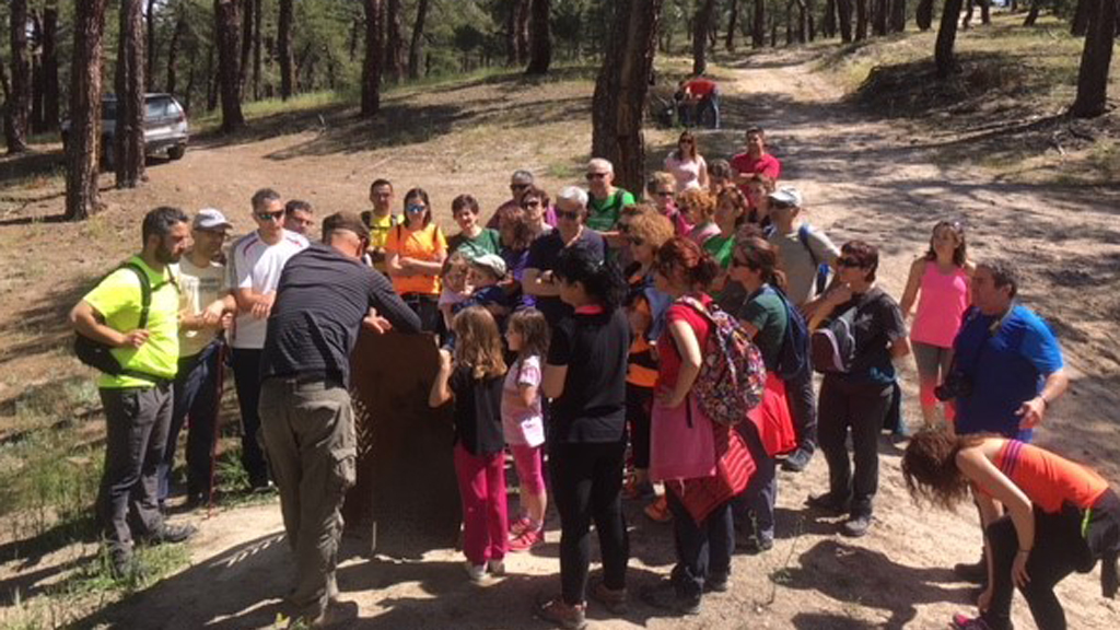 Los participantes en la ruta, atendiendo las explicaciones de Raúl Vela. / el adelantado