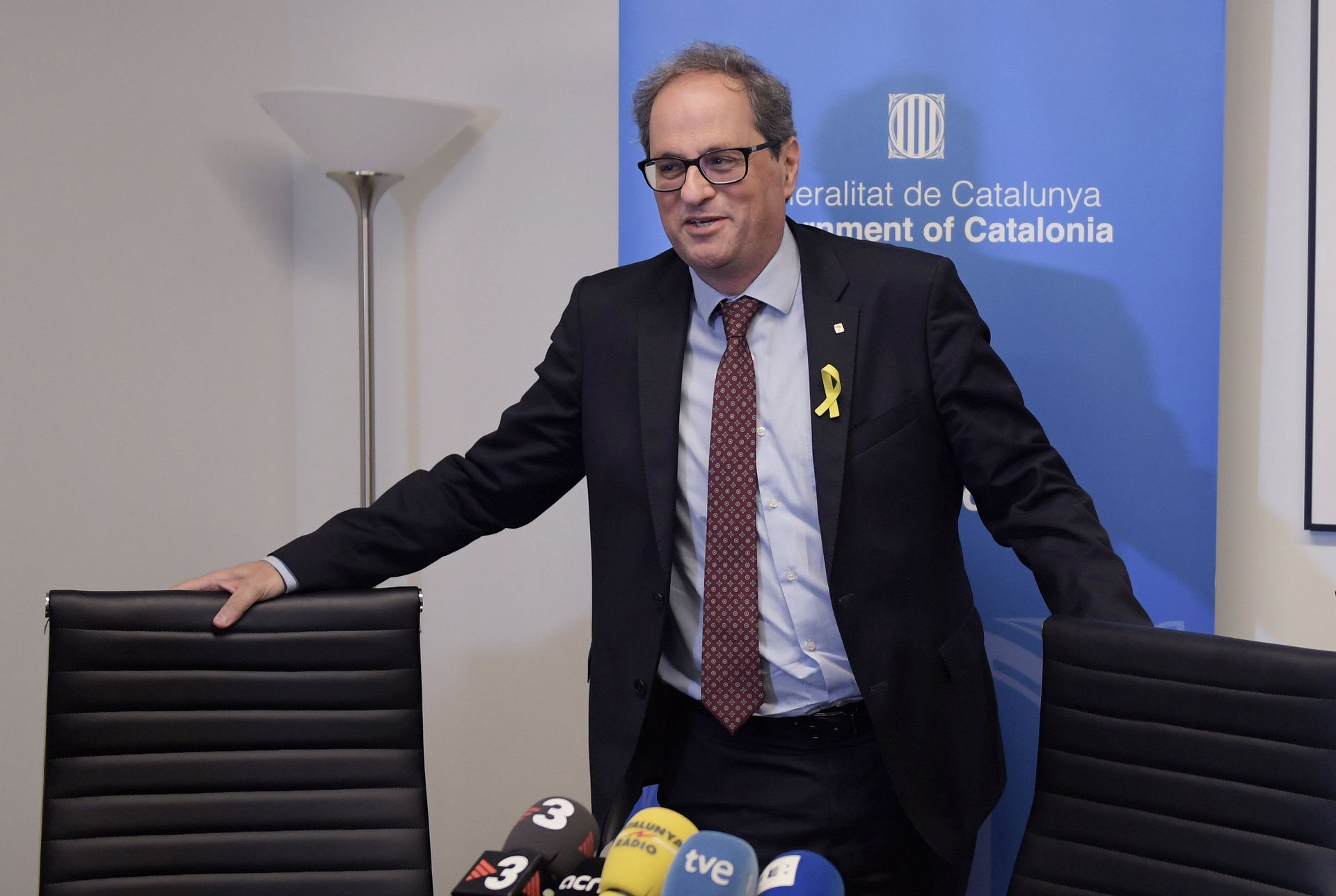 El presidente de la Generalitat de Cataluña, Quim Torra, durante una rueda de prensa. / efe