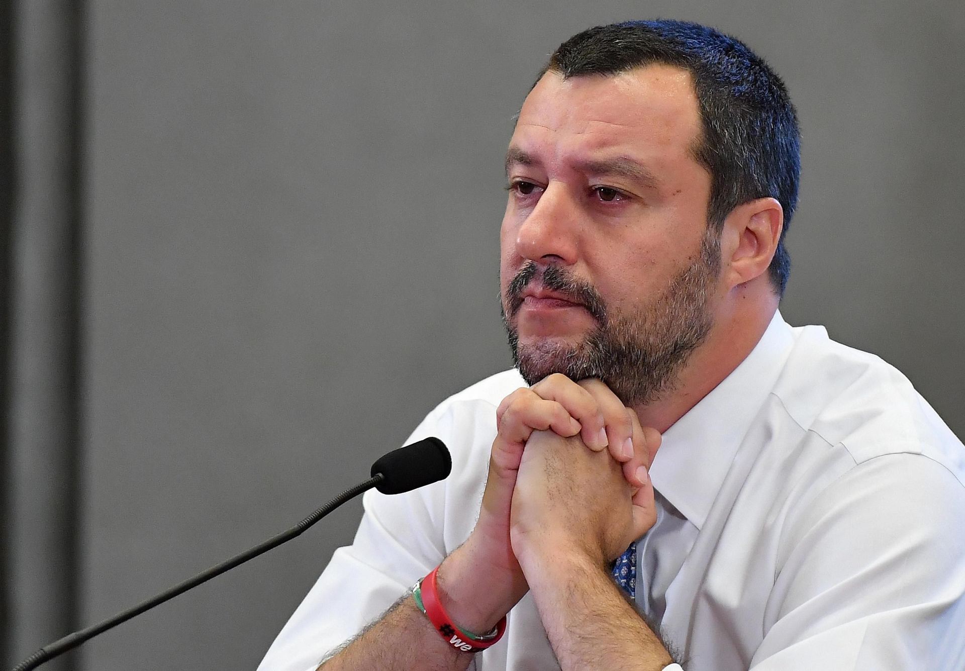 El ministro del Interior italiano, Matteo Salvini, en una rueda de prensa.