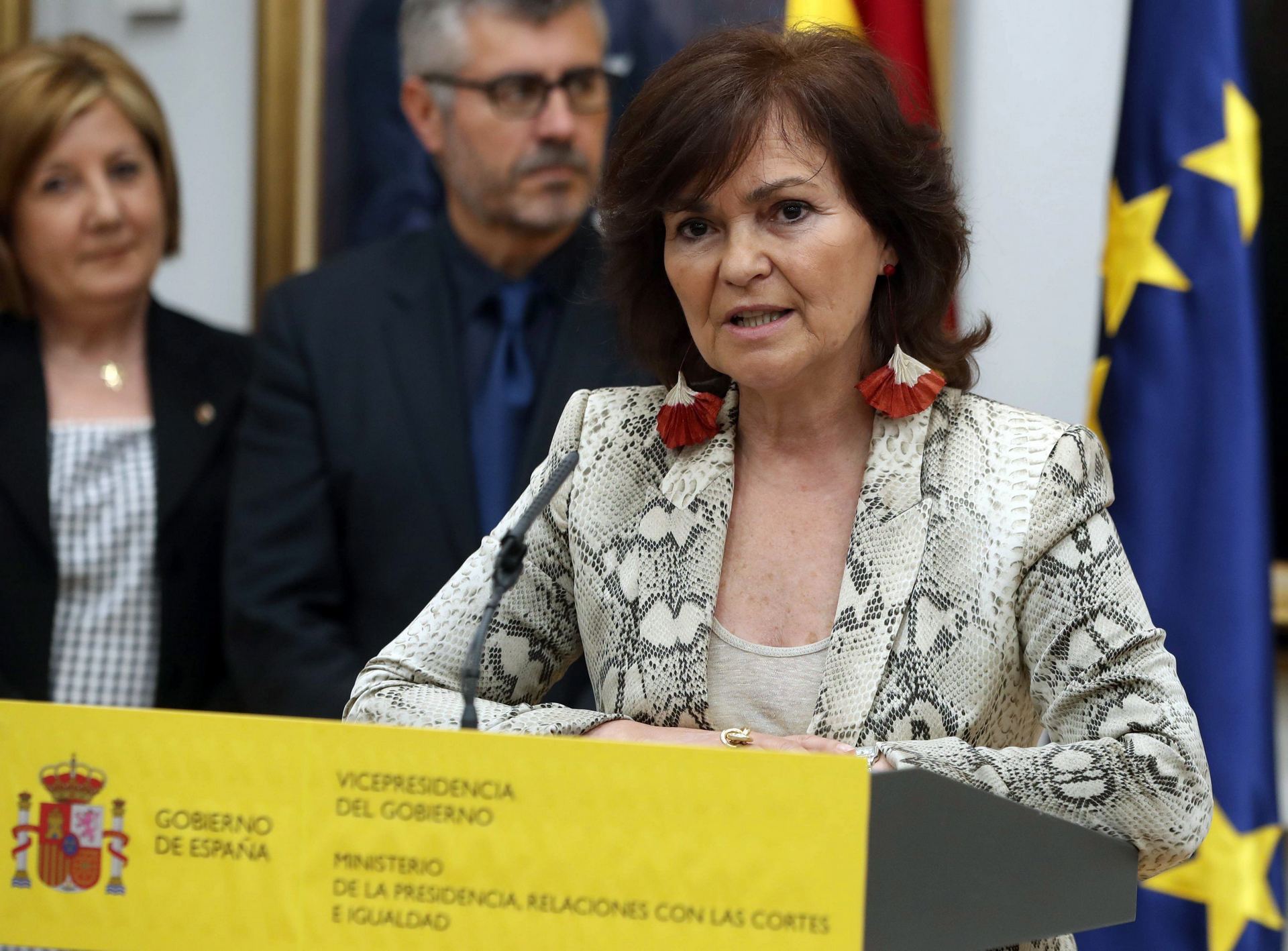 La vicepresidenta del Gobierno, ministra de la Presidencia y Relaciones con las Cortes e Igualdad, Carmen Calvo.