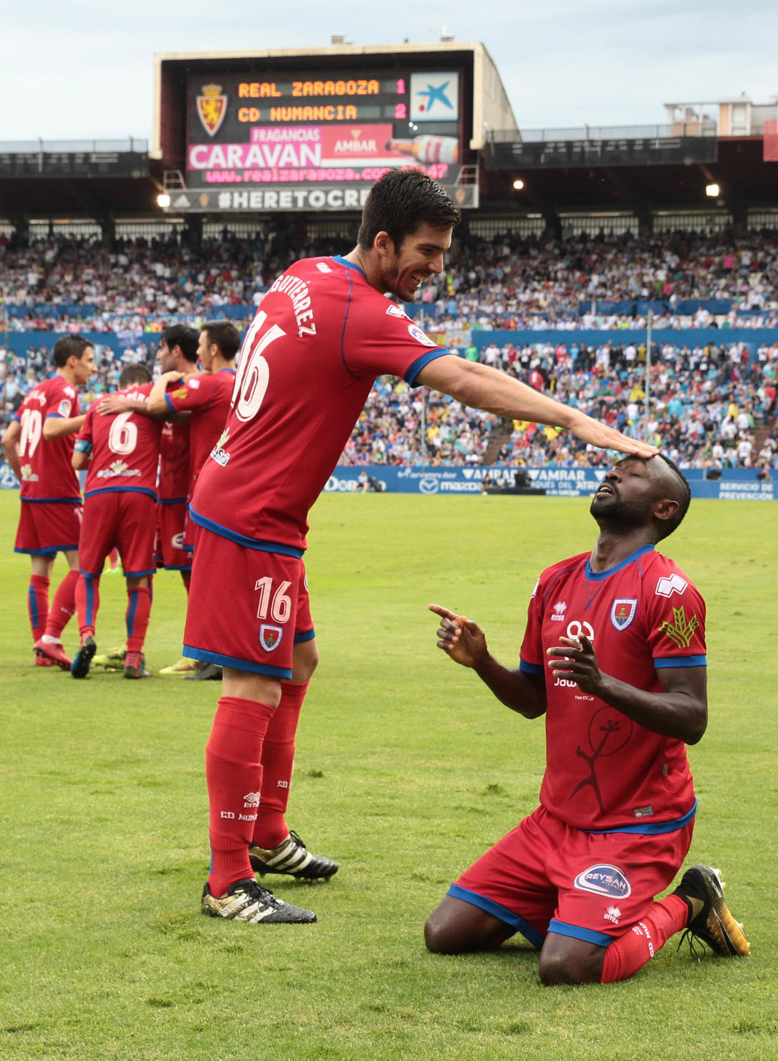 Diamanka celebra el gol del triunfo soriano.