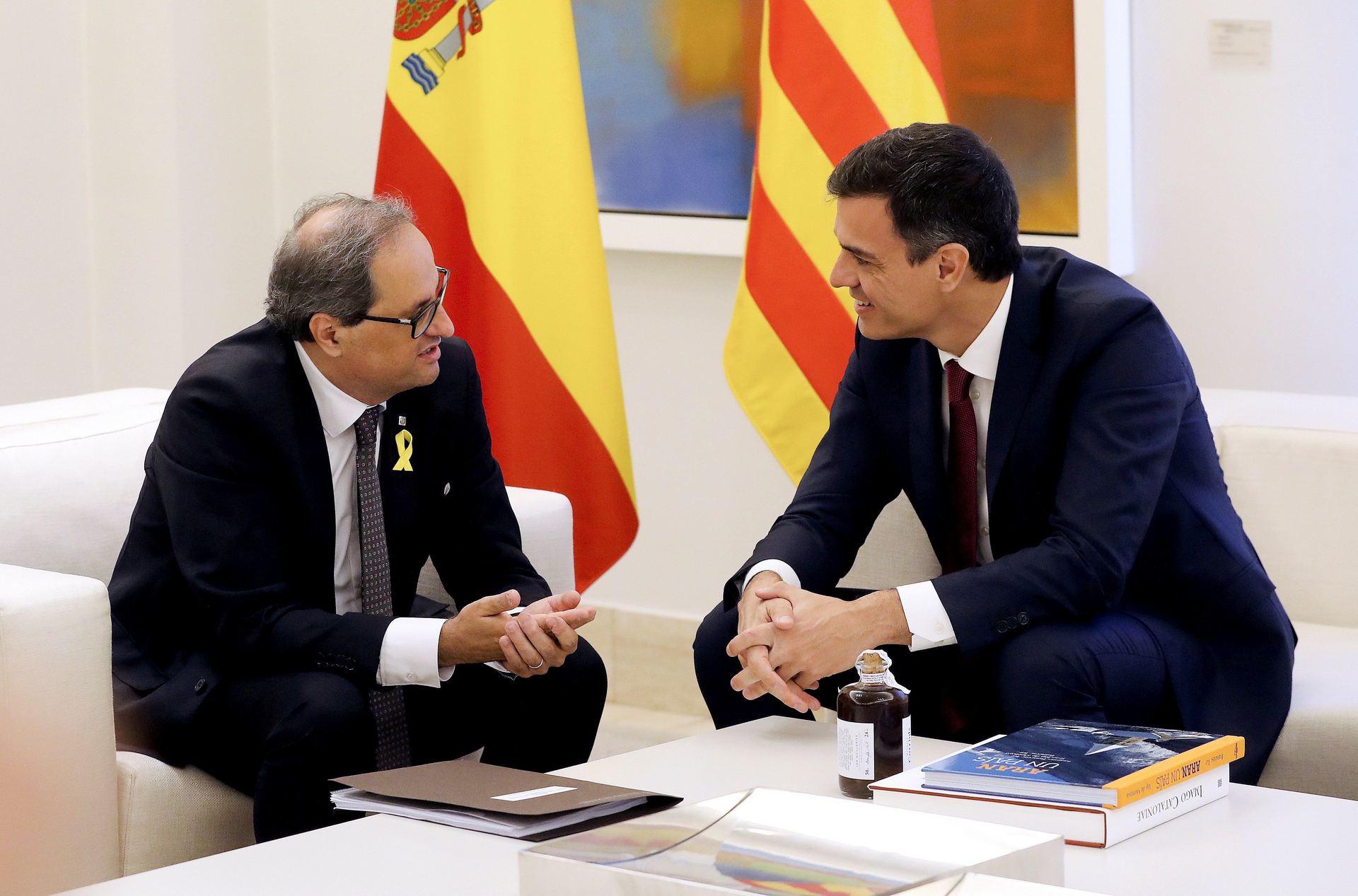 Pedro Sánchez y Quim Torra en La Moncloa