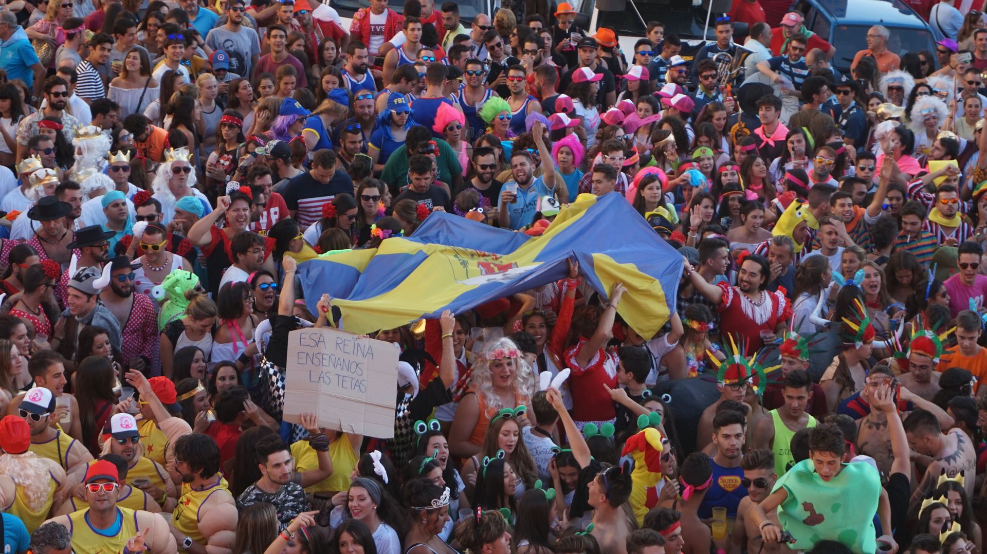 Imagen de las peñas escuchando el pregón de las Fiestas de San Luis de La Granja el pasado verano.