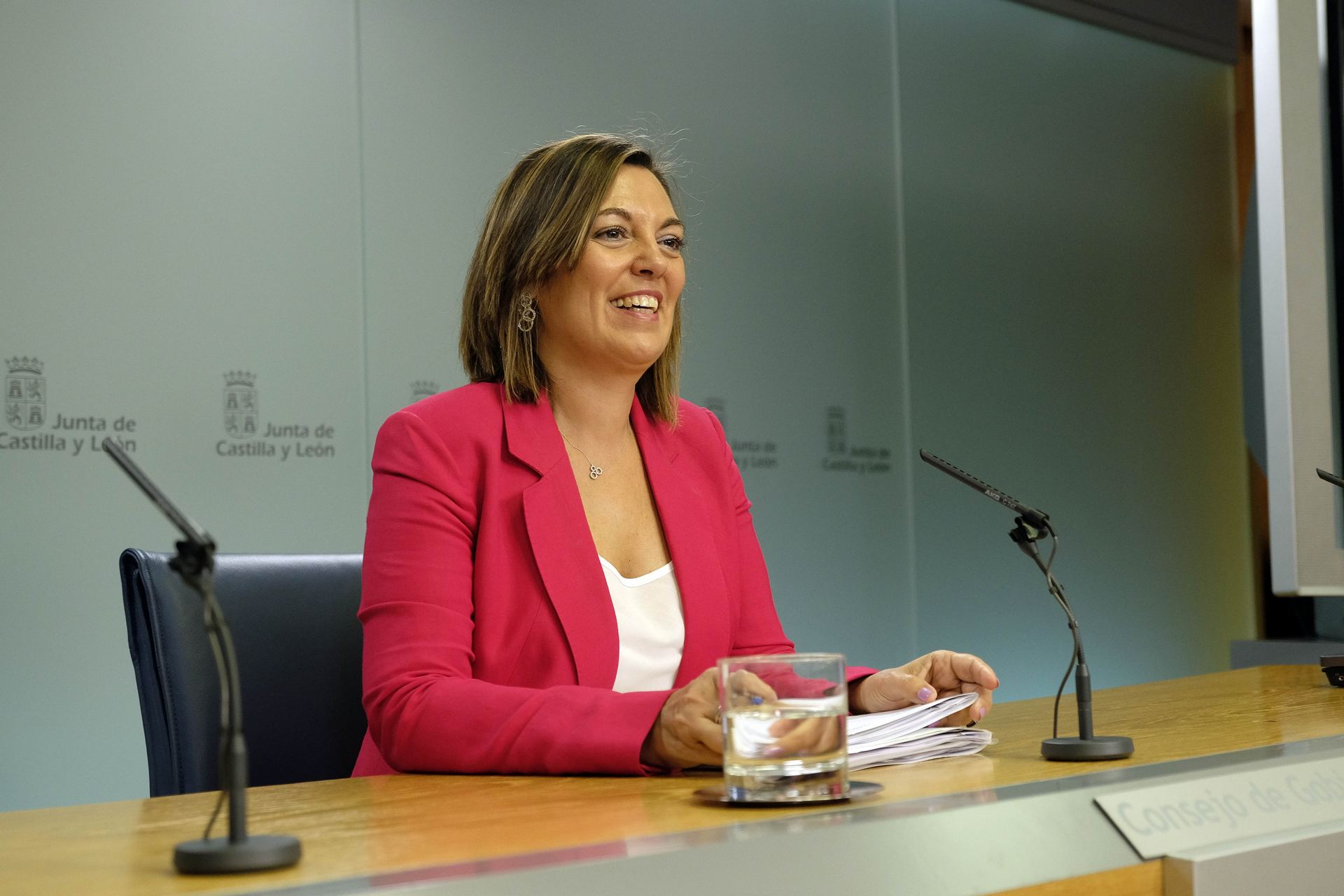 Milagros Marcos, portavoz de la Junta de Castilla y León, ayer en el Consejo de Gobierno.