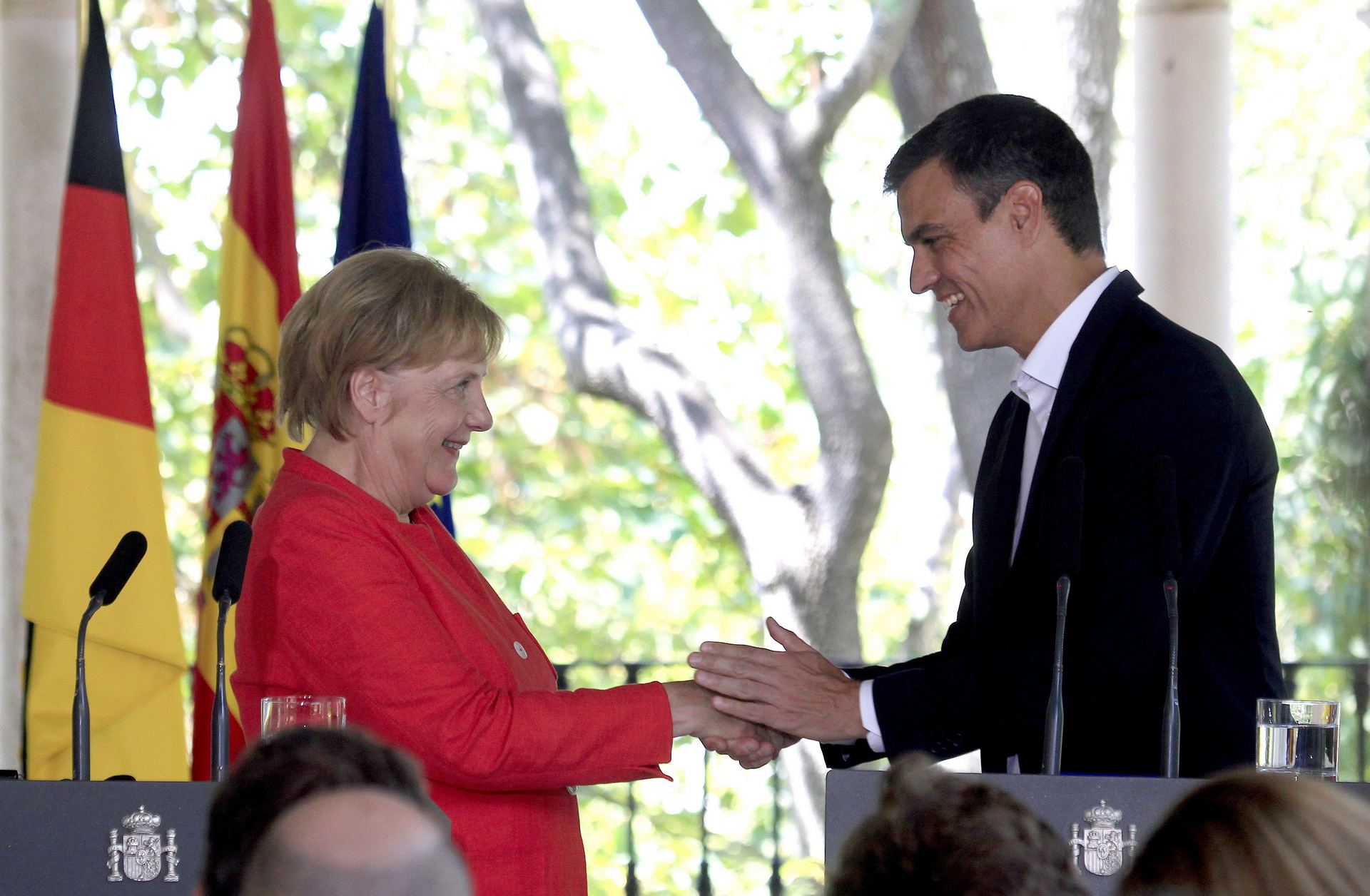 Pedro Sánchez y Angela Merkel ofrecen una rueda de prensa conjunta