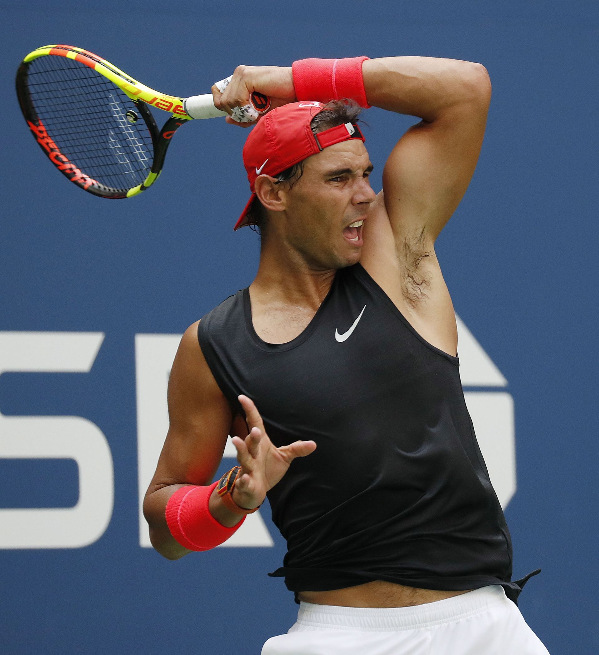 Rafa Nadal durante un entrenamiento en el US Open.