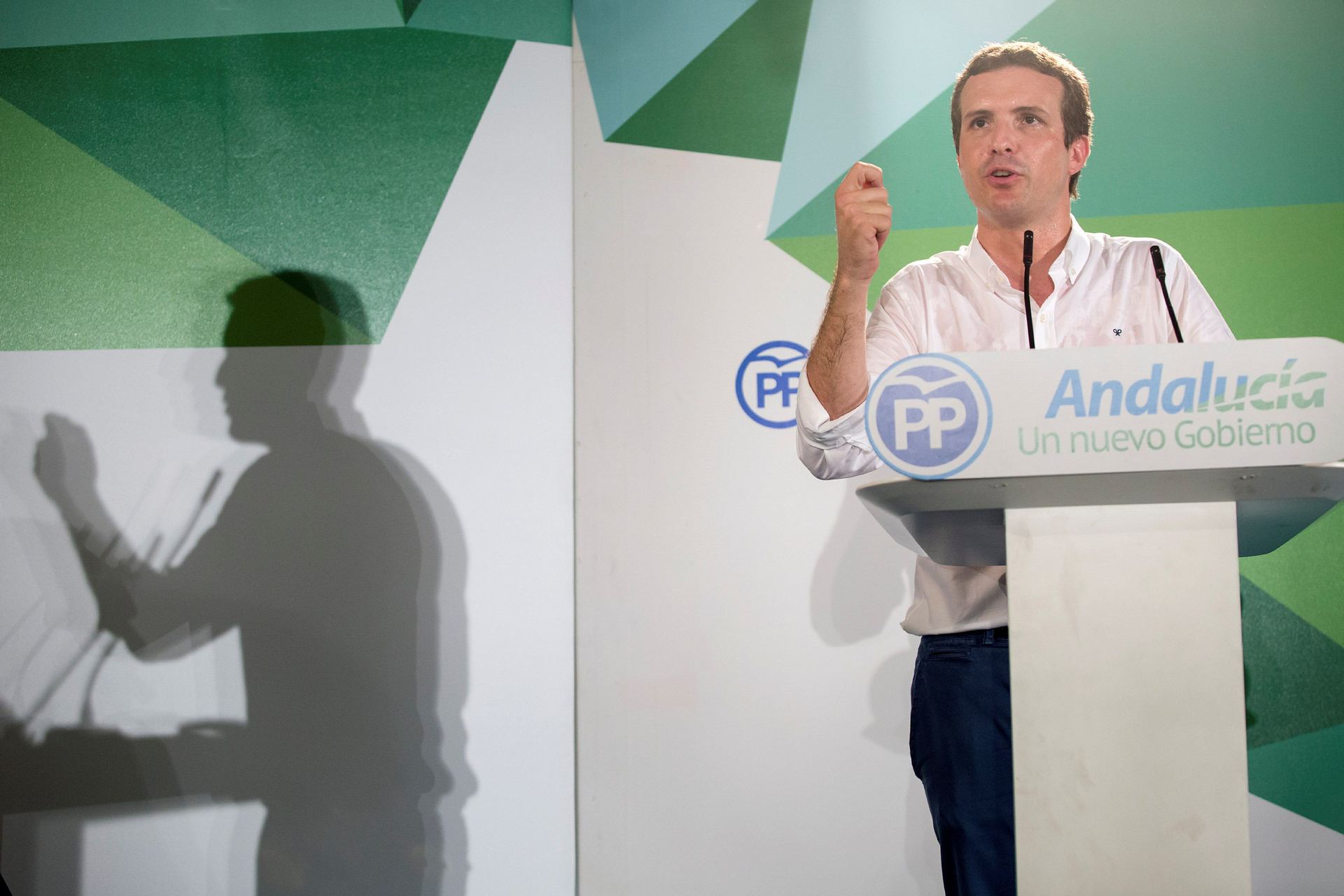 El presidente del Partido Popular, Pablo Casado, ayer en Álora (Málaga).