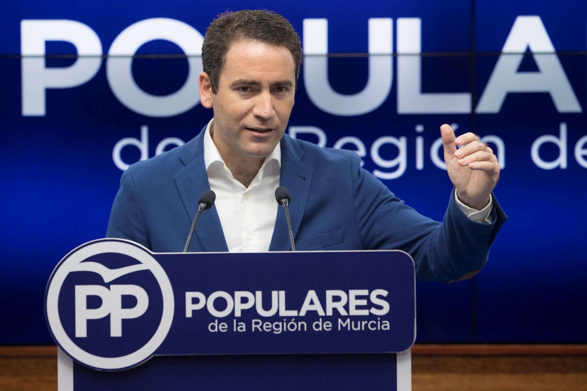 El secretario general del Partido Popular, Teodoro García Egea, en una atención a los medios.