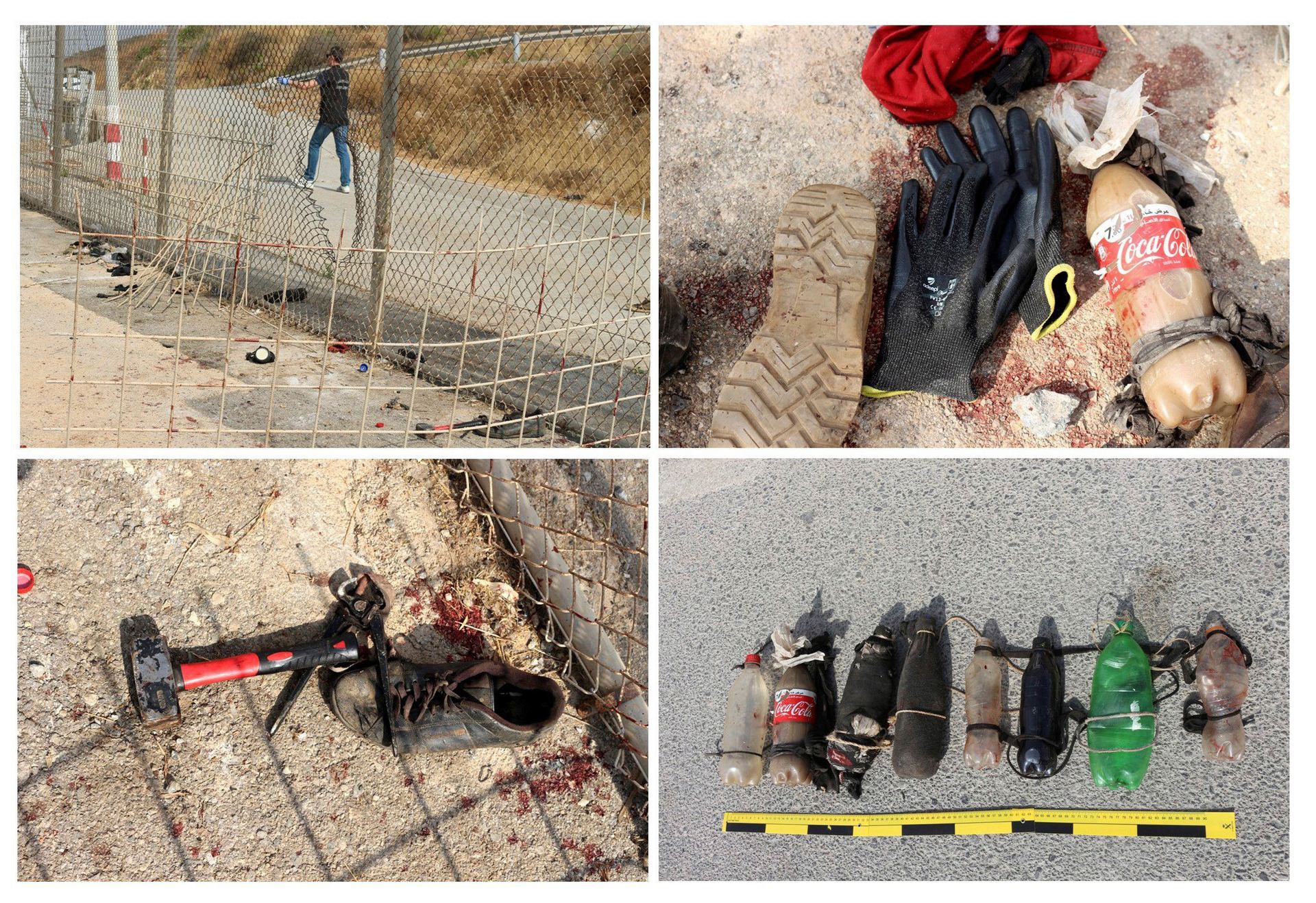 Parte del material utilizado por los migrantes para saltar la valla de Ceuta.