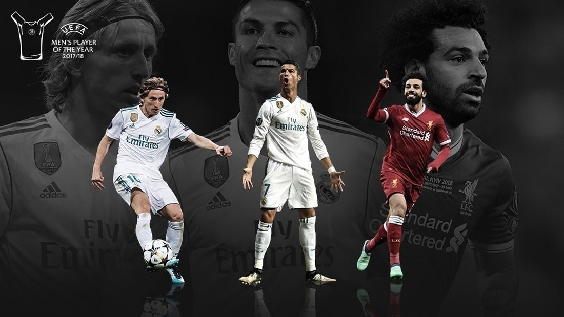 Luka Modric, Cristiano Ronaldo y Mohamed Salah ya fueron los tres finalistas a mejor jugador de la UEFA.