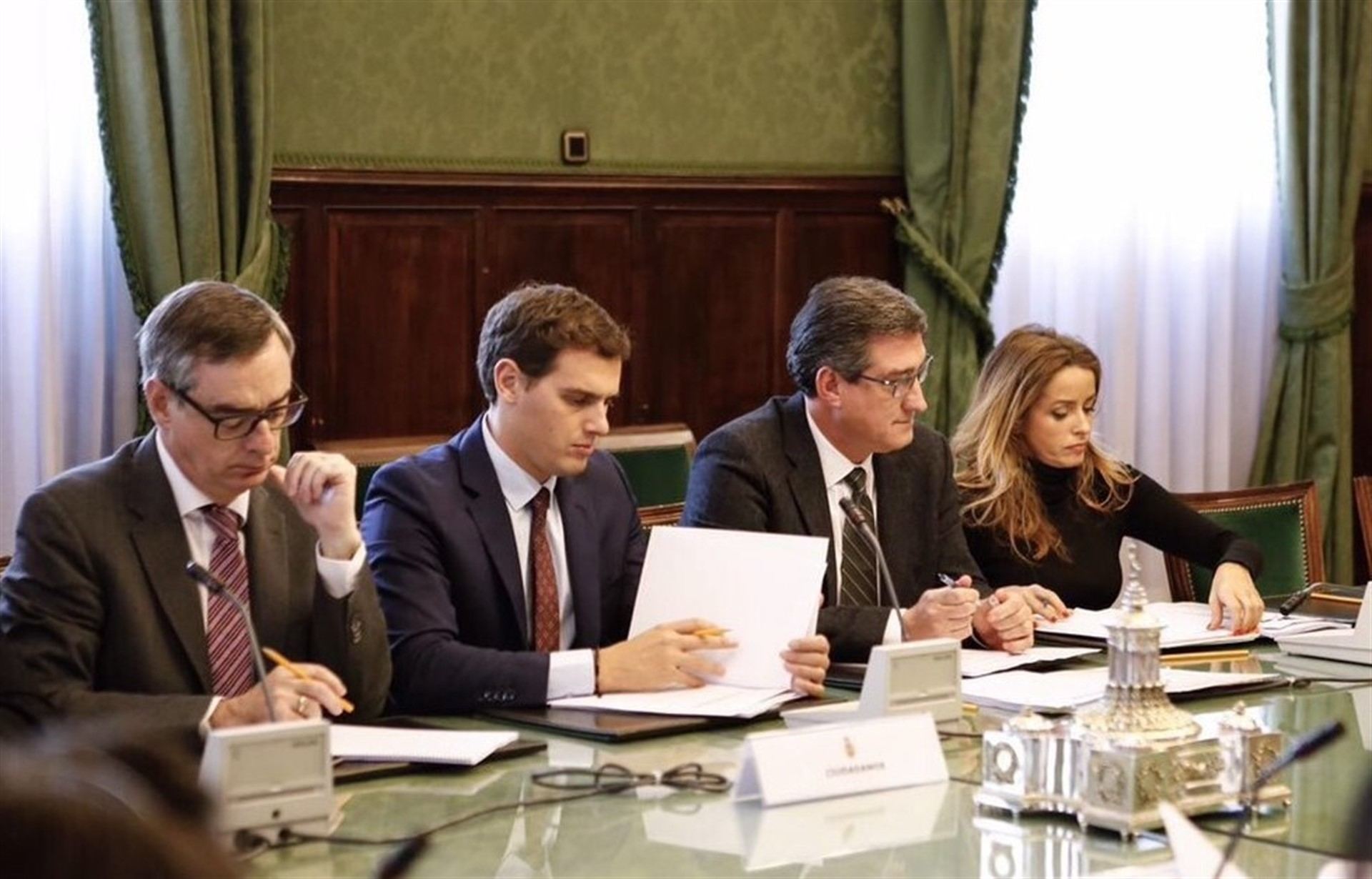 De izquierda a derecha, José Manuel Villegas, Albert Rivera, Nacho Prendes y Patricia Reyes.