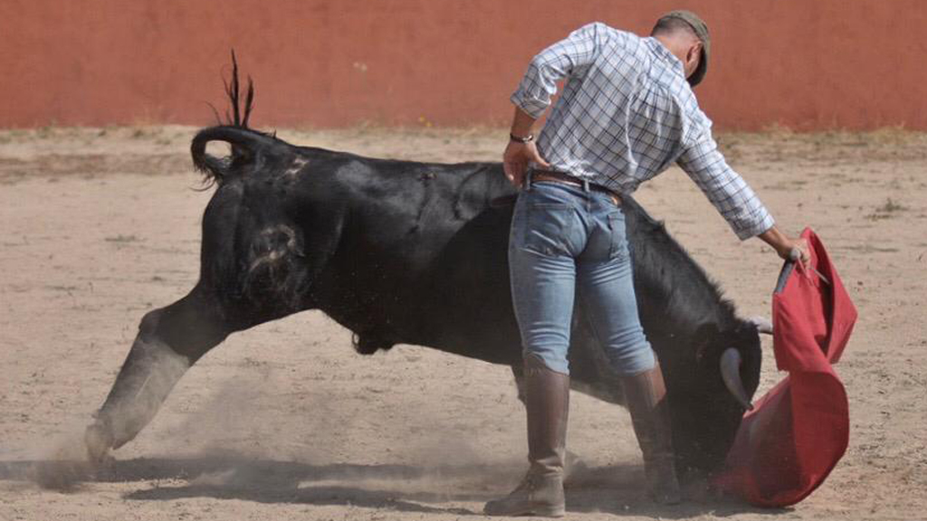 Pablo M. de la Fuente en un muletazo de calidad.