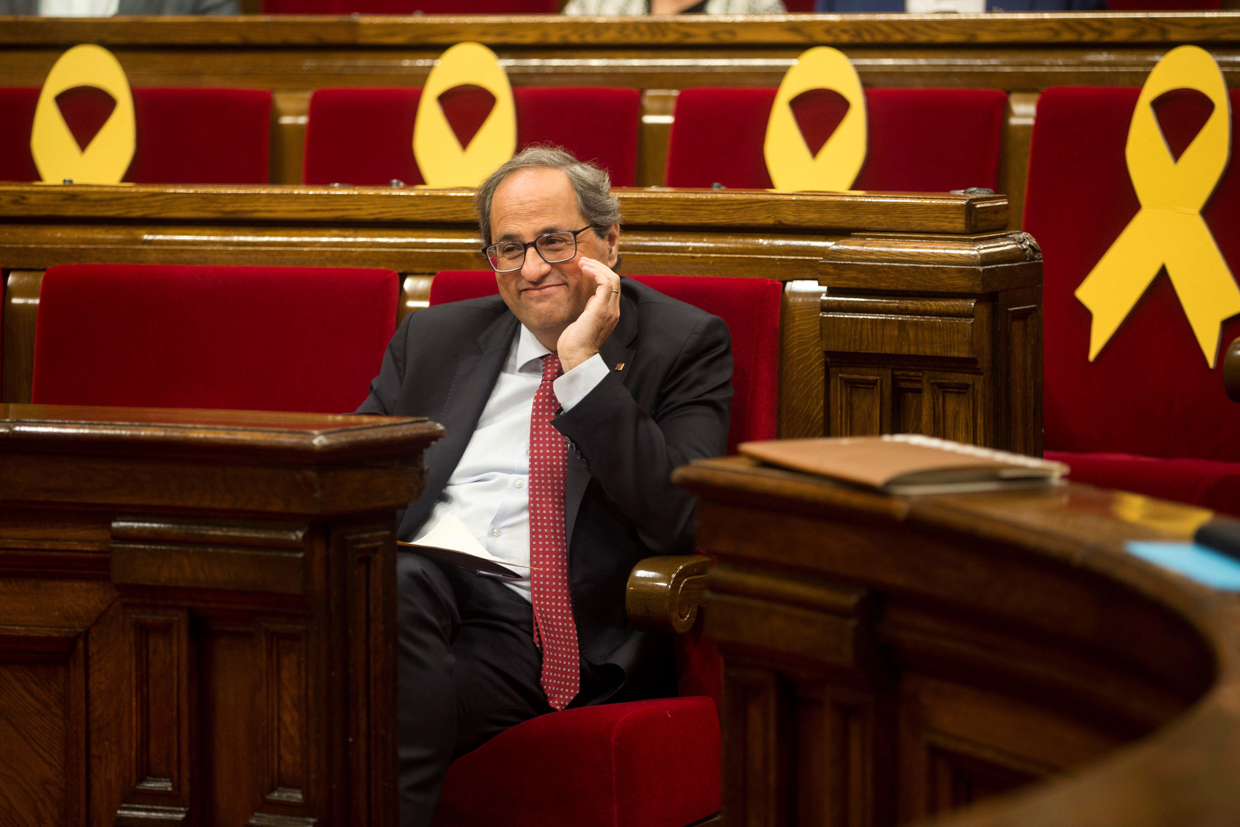 El presidente de la Generalitat, Quim Torra, durante la segunda jornada del Debate de Política General en el Parlament.