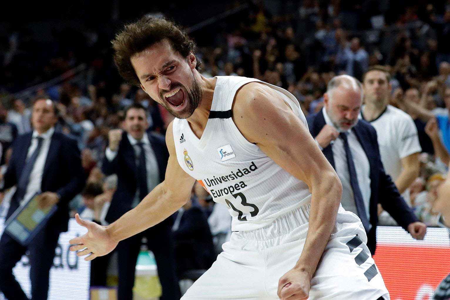 Sergio Llull celebra una canasta en el partido de la jornada pasada ante el Unicaja.