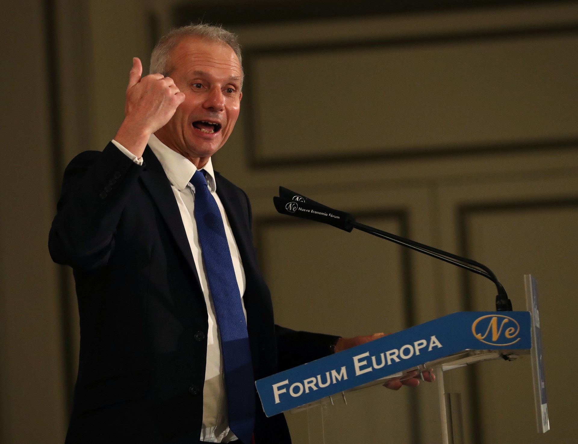 El ministro del Gabinete de Reino Unido, David Lidington, durante su intervención, ayer en Madrid.
