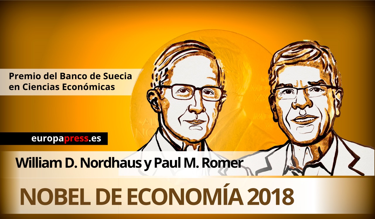 William G. Nordhaus (izq) y Paul M. Romer (dcha), ganadores del premio Nobel de Economía 2018.