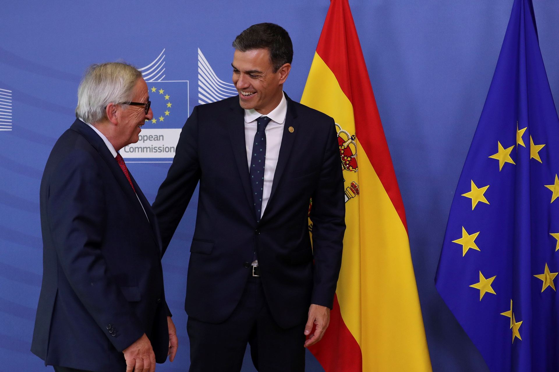 El presidente de la Comisión Europea, Jean-Claude Juncker y Pedro Sánchez.