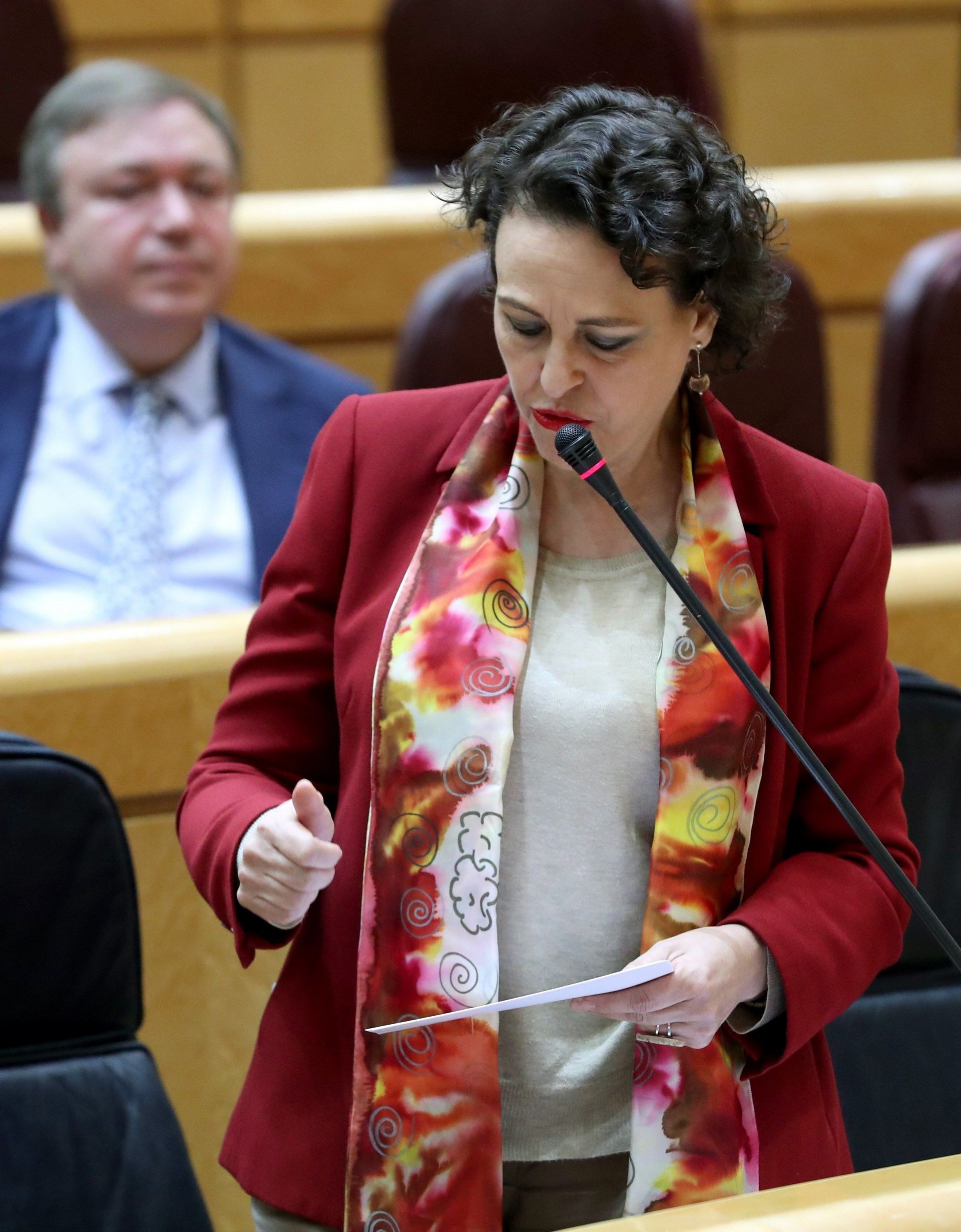 La ministra Magdalena Valerio durante su comparecencia en el Senado. / EFE
