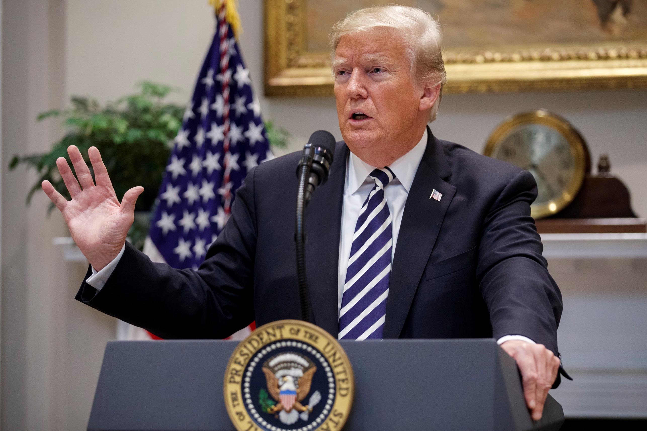 El presidente de Estados Unidos, Donald Trump, habla durante una comparecencia en la Casa Blanca.