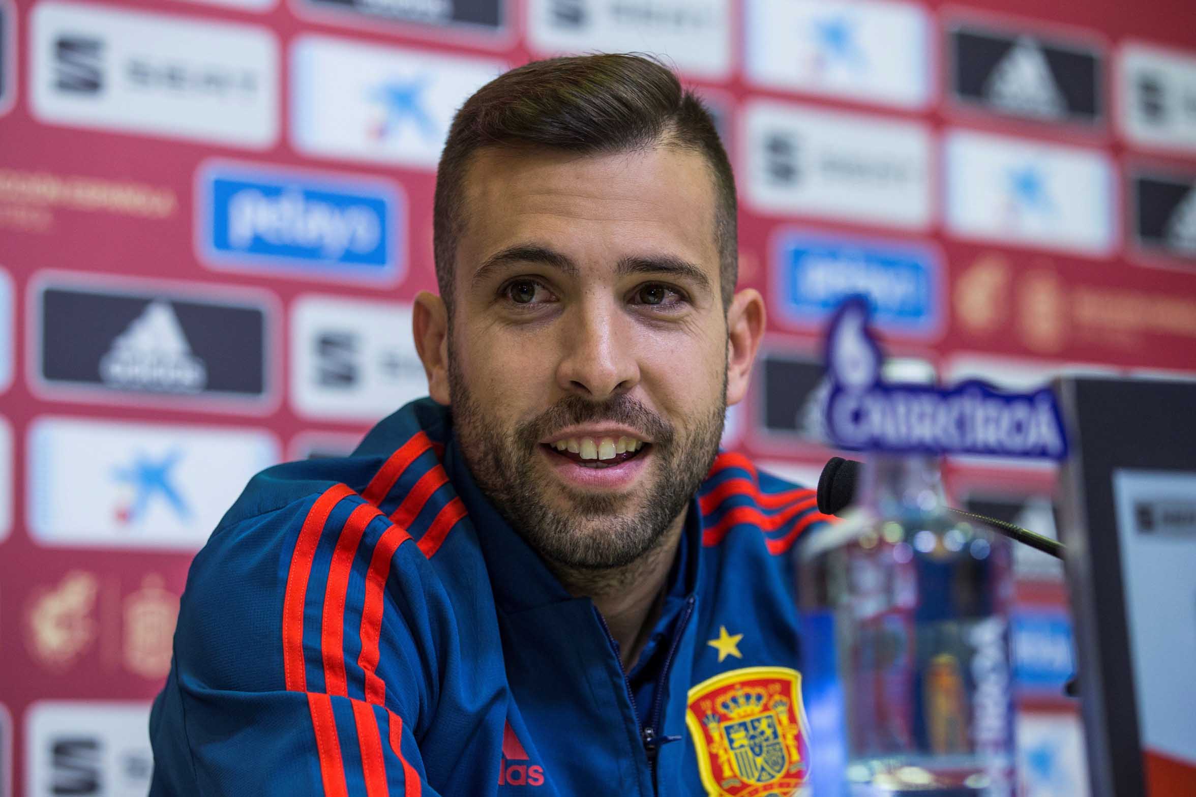 Jordi Alba, en rueda de prensa durante la concentración de la Selección Española en la Ciudad del Fútbol de Las Rozas.