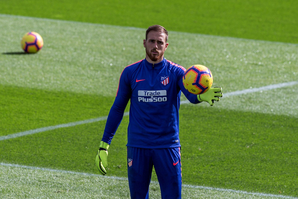 Oblak, en un entrenamiento.