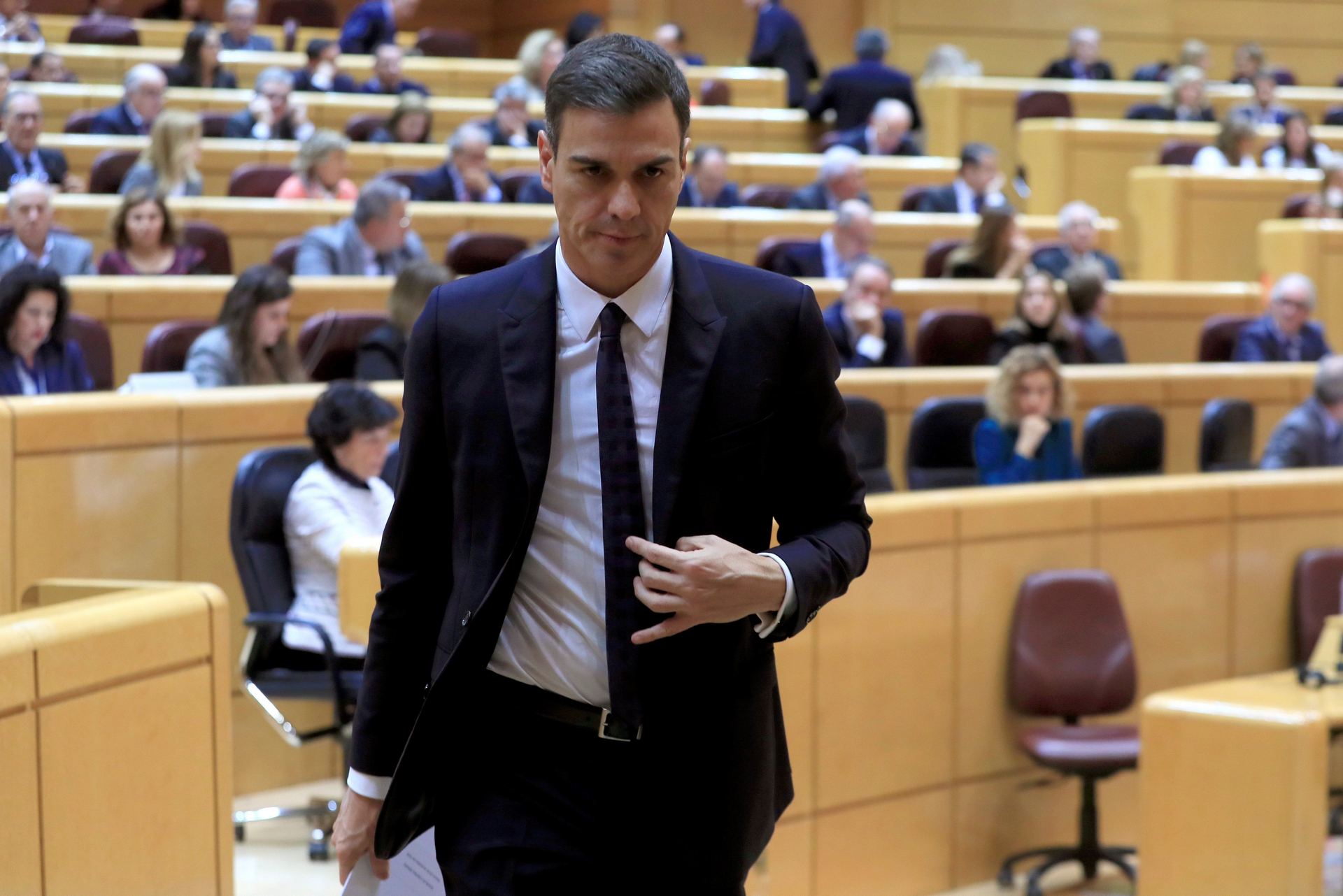 Sánchez reconoce por primera vez un posible adelanto electoral 1 El presidente del Gobierno, Pedro Sánchez, durante el pleno celebrado en la Cámara Alta.
