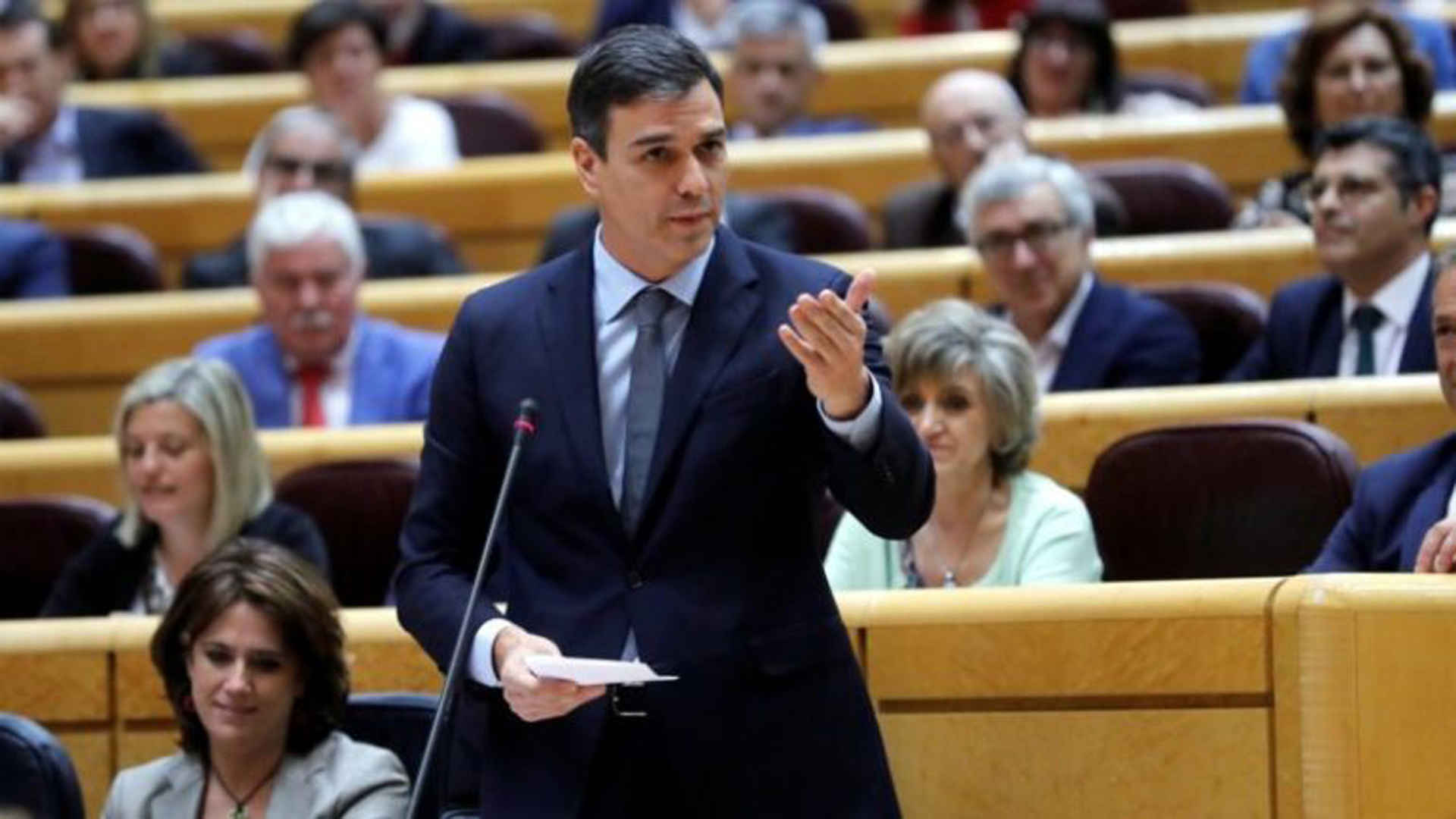 El Senado despide el curso con el detalle de los ejes del Gobierno 1 El presidente del Gobierno, Pedro Sánchez, durante una de sus intervenciones ante la Cámara Alta.