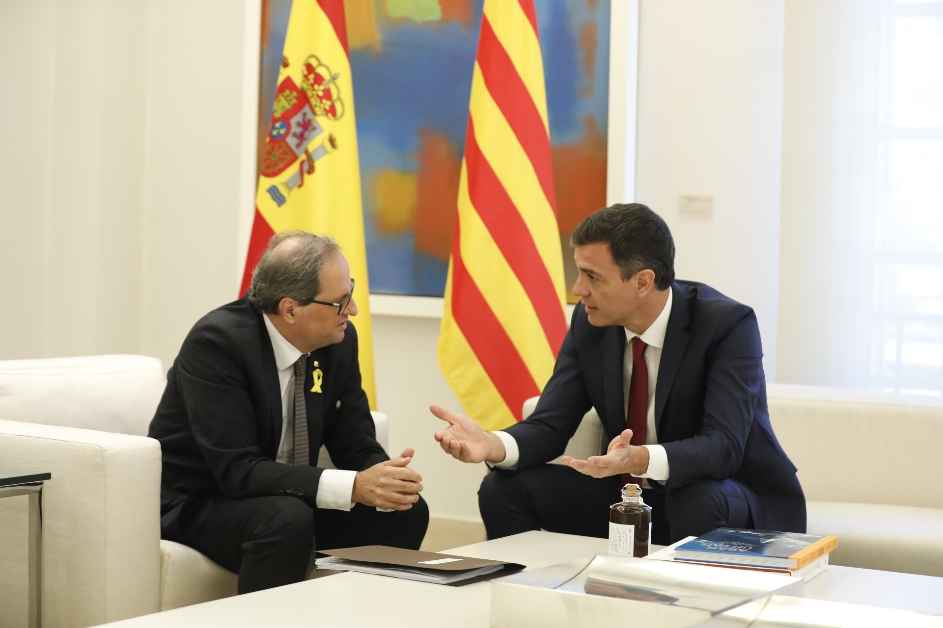Último encuentro en Moncloa entre Quim Torra (i) y Pedro Sánchez.