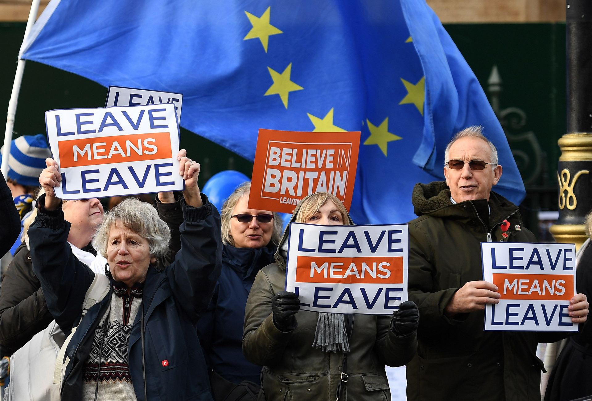 Partidarios del brexit se manifiestan ante el Parlamento británico el pasado día 5 de diciembre.