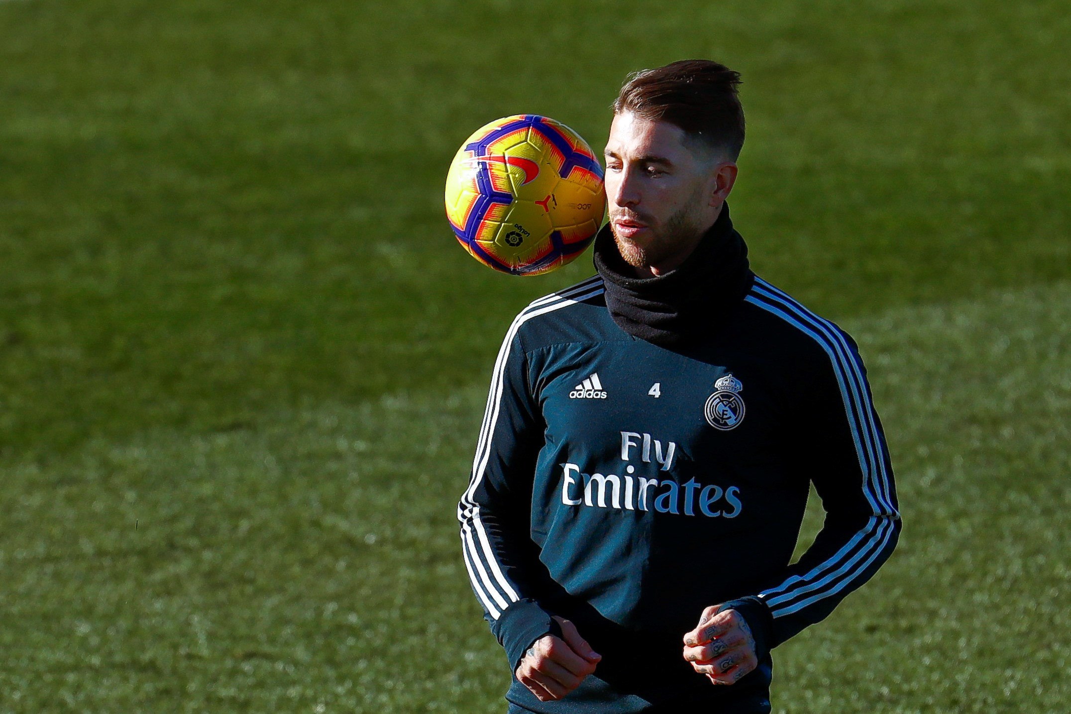 Ramos: “El escudo no gana a nadie y hay mucha igualdad” 1 Sergio Ramos, durante un entrenamiento del Real Madrid antes de afrontar el Mundial de Clubes.