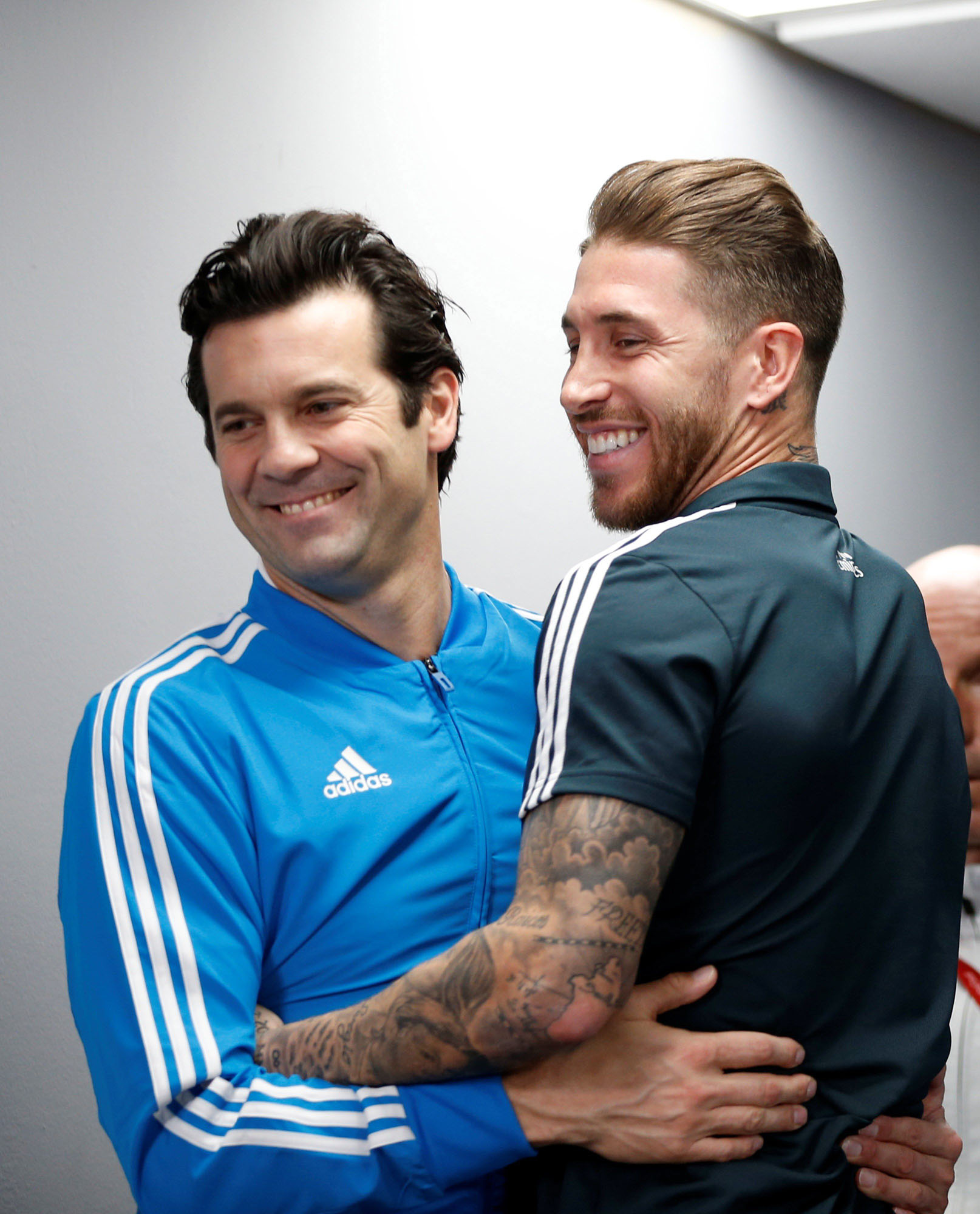 Santiago Solari y Sergio Ramos, ayer en rueda de prensa.