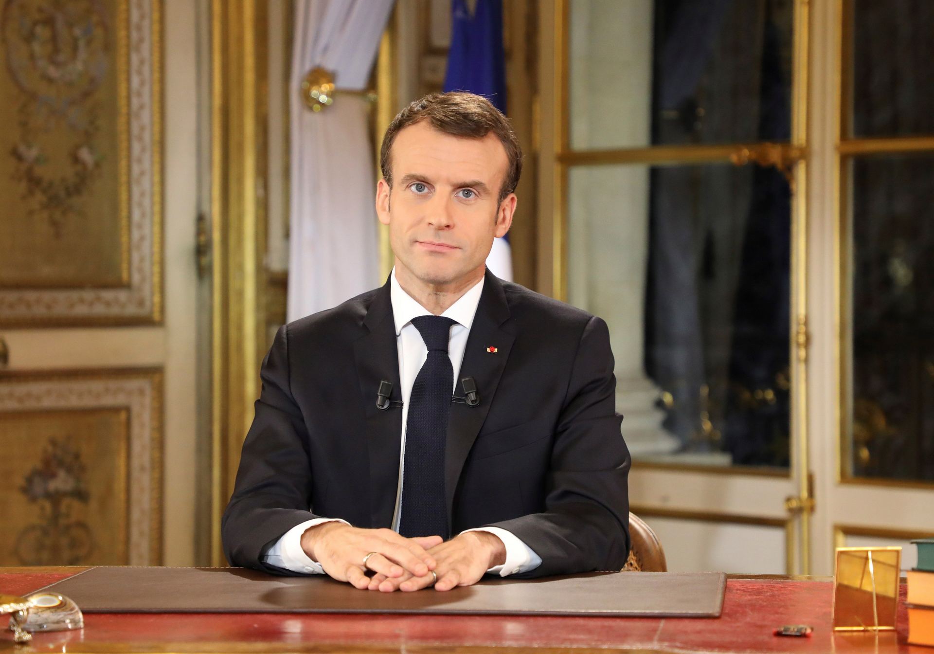 El presidente francés, Emmanuel Macron, durante su discurso dirigido al país.