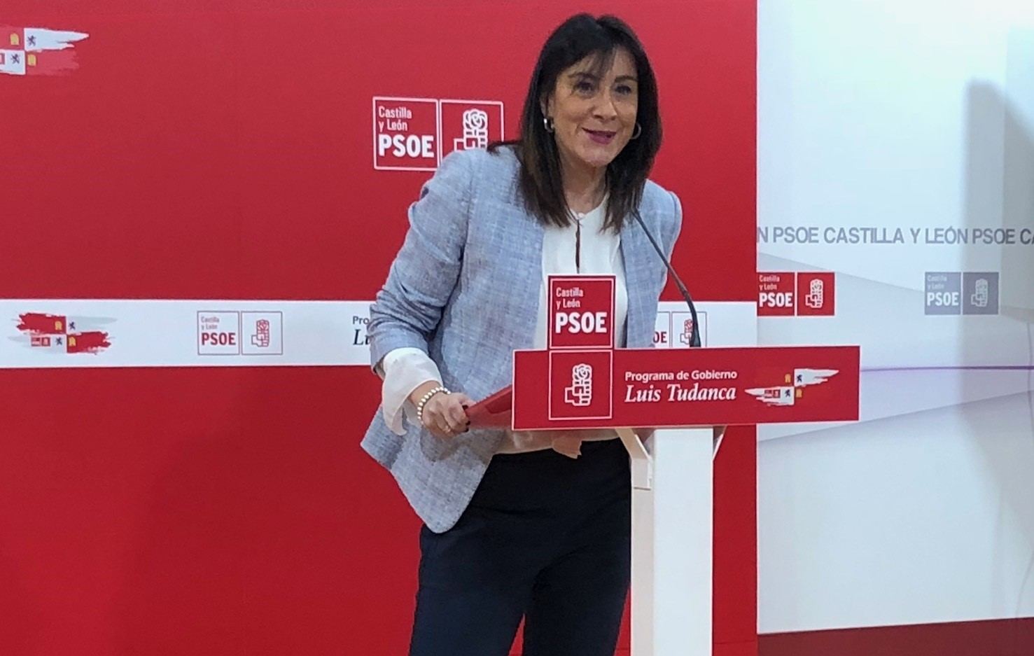 El PSOE ensalza a Tudanca como un líder “solvente” frente a Mañueco 1 La secretaria de Organización del PSOE, Ana Sánchez, durante la rueda de prensa. / Europa press