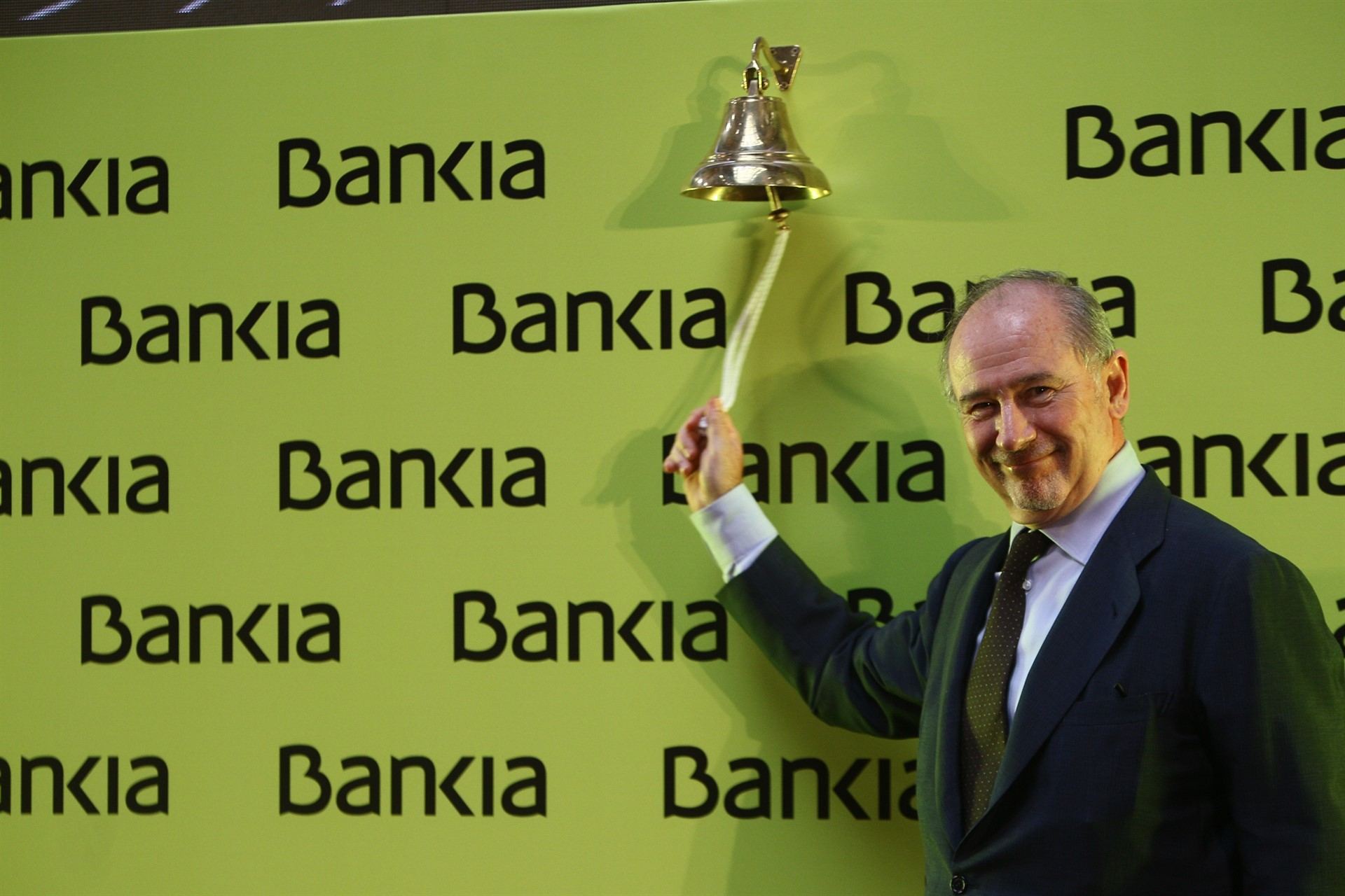 El expresidente de Bankia, Rodrigo Rato, el día de la salida a Bolsa de la entidad. / europa press