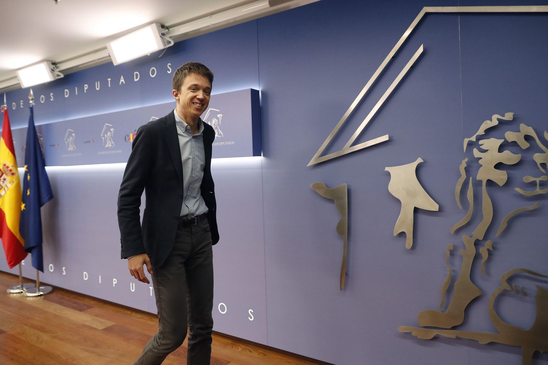 El ya exdiputado de Podemos y candidato para la Comunidad de Madrid, Íñigo Errejón, tras su comparecencia en la Cámara Baja.