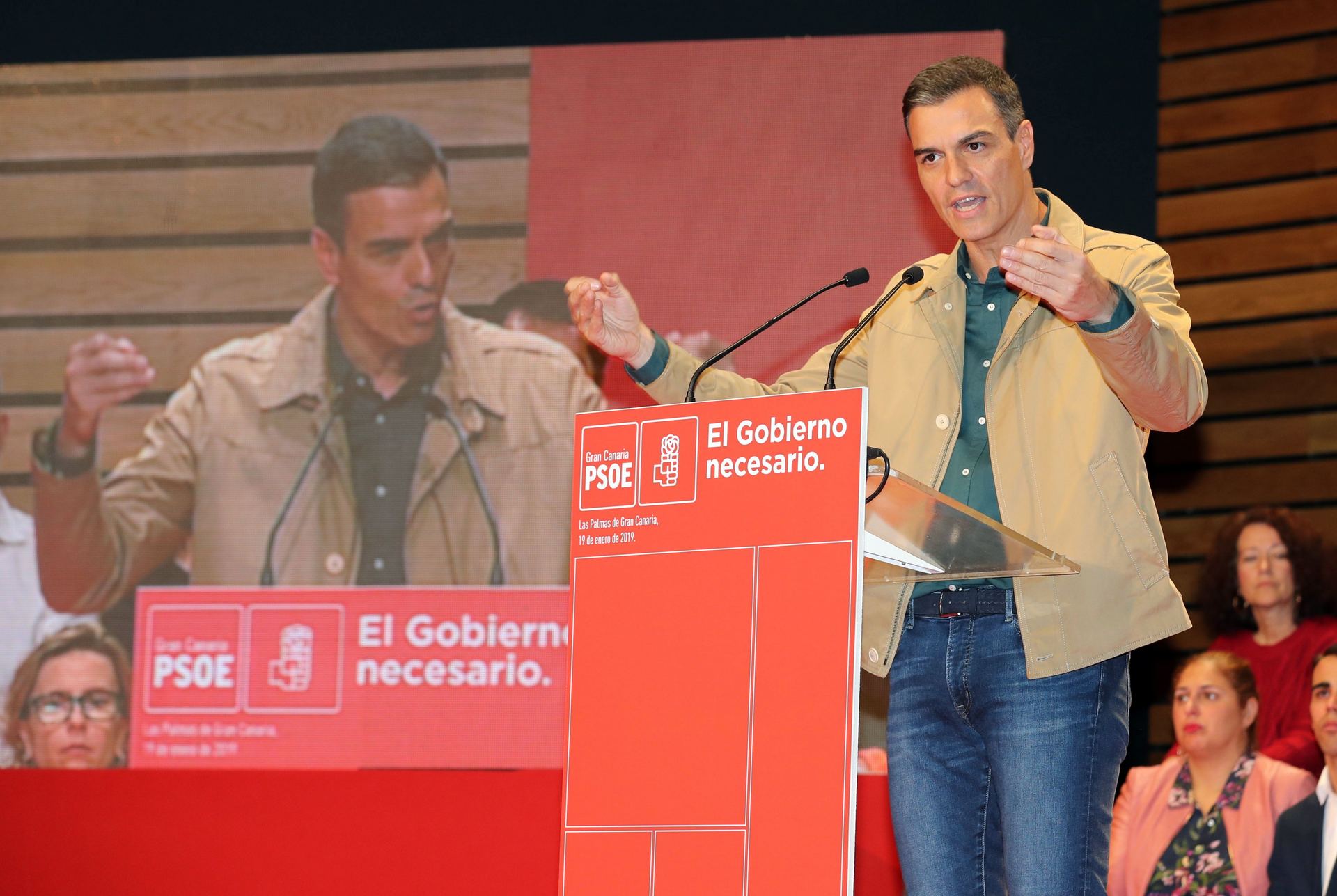 El presidente del Gobierno, Pedro Sánchez, durante su intervención en Las Palmas de Gran Canaria.