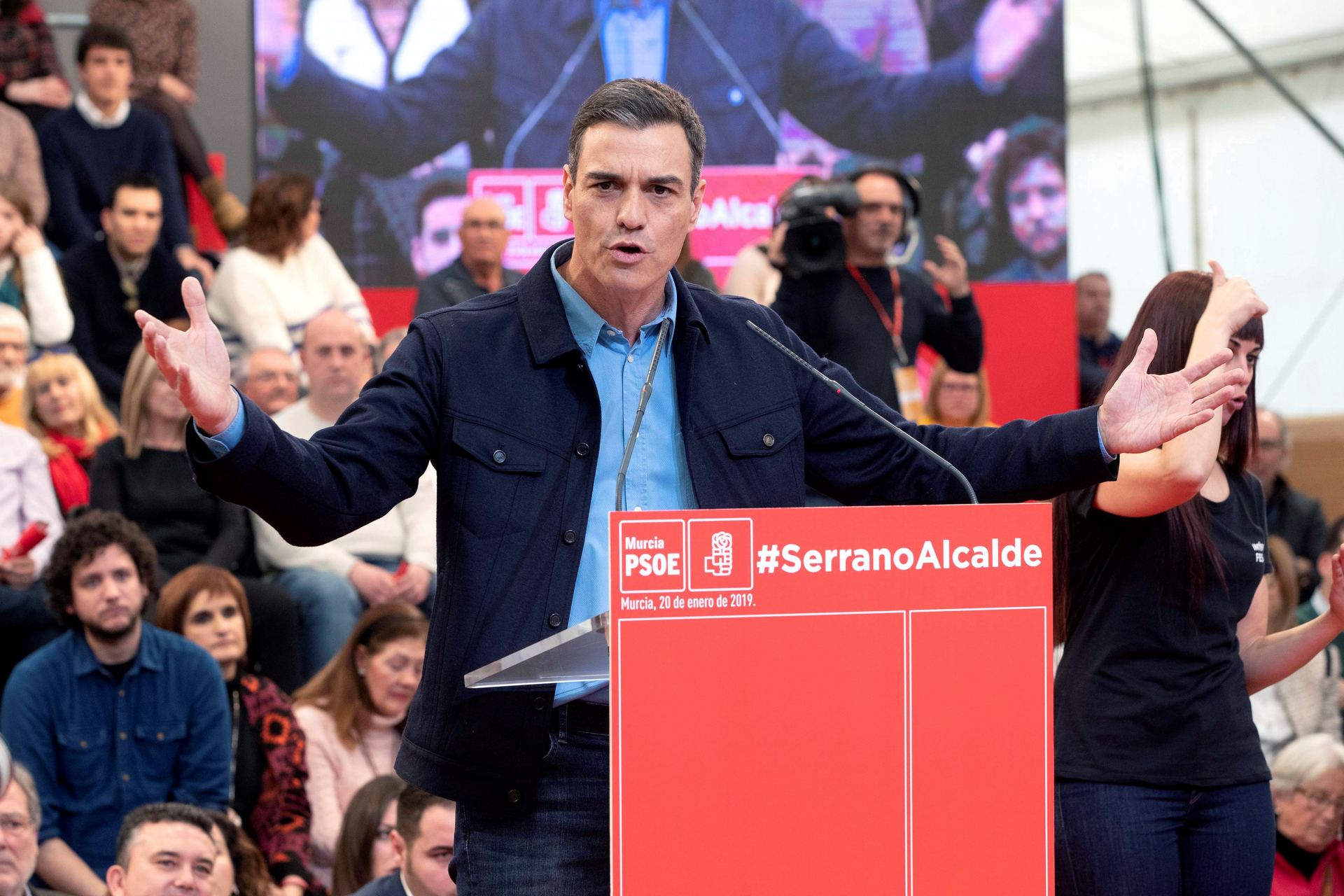 Sánchez sacha pecho de un PSOE que es sinónimo del “sentido común” 1 El presidente del Gobierno, Pedro Sánchez, durante su intervención en la presentación del candidato murciano.