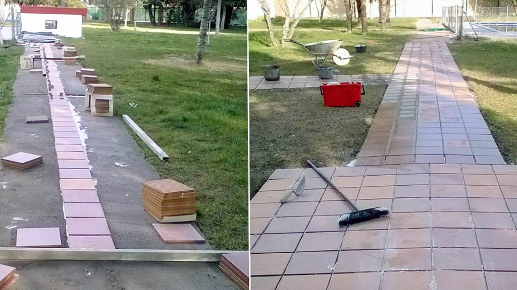 El año pasado se embaldosaron todos los pasillos que anteriormente eran de hormigón.