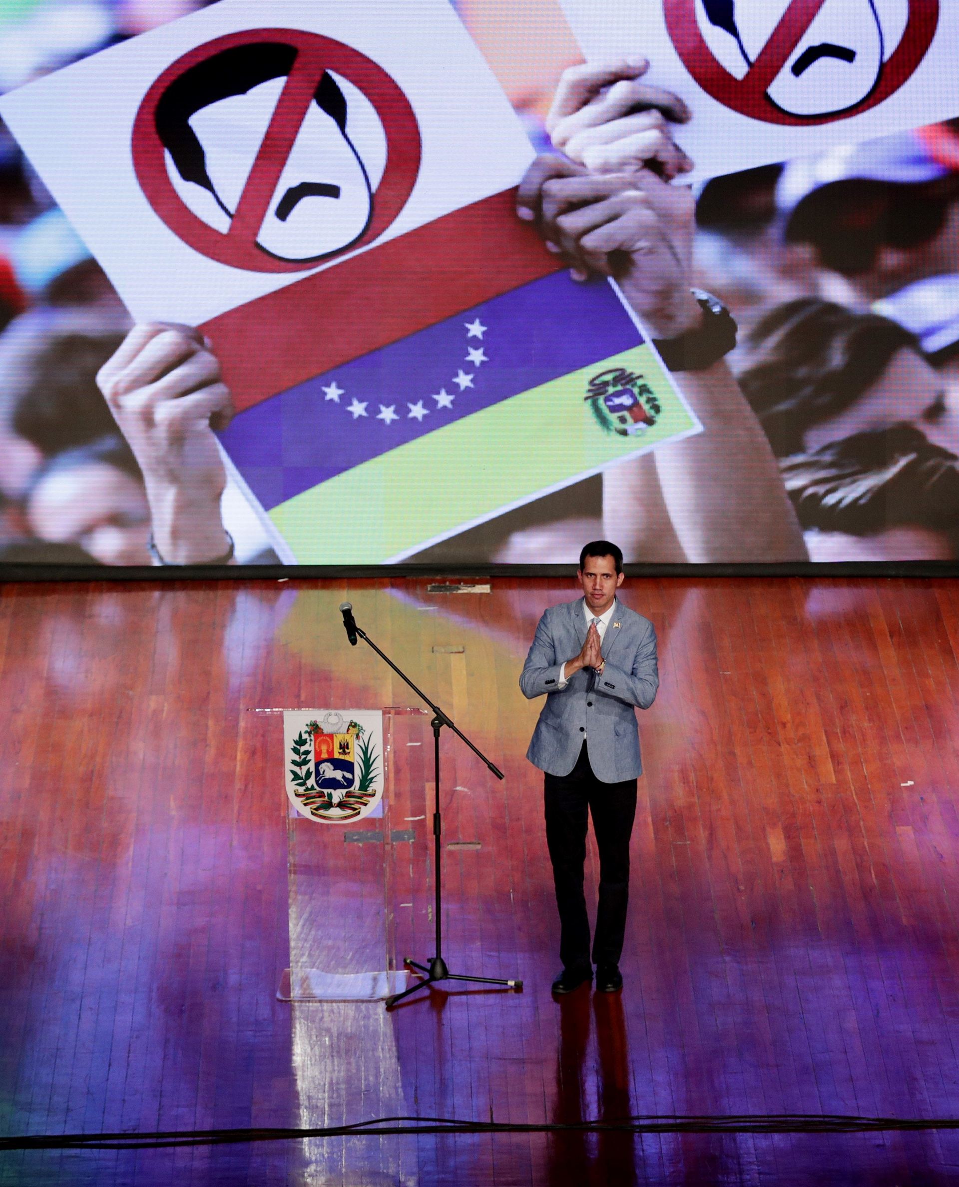 Juan Guaidó durante un acto en la Universidad Central de Venezuela.