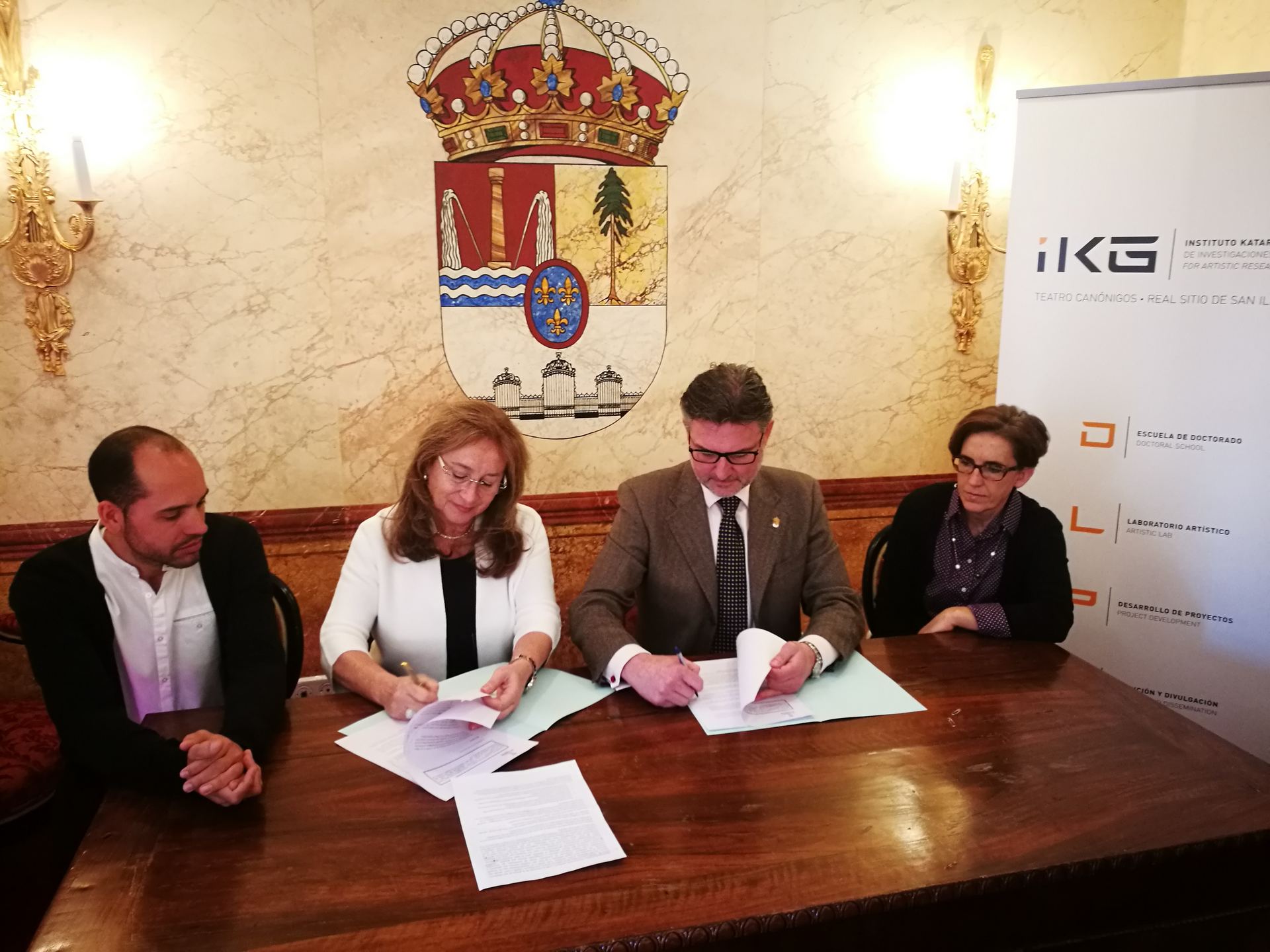 De izquierda a derecha: Samuel Alonso, Katarina Gurska, José Luis Vázquez y Ángela González . / Ayuntamiento del Real Sitio