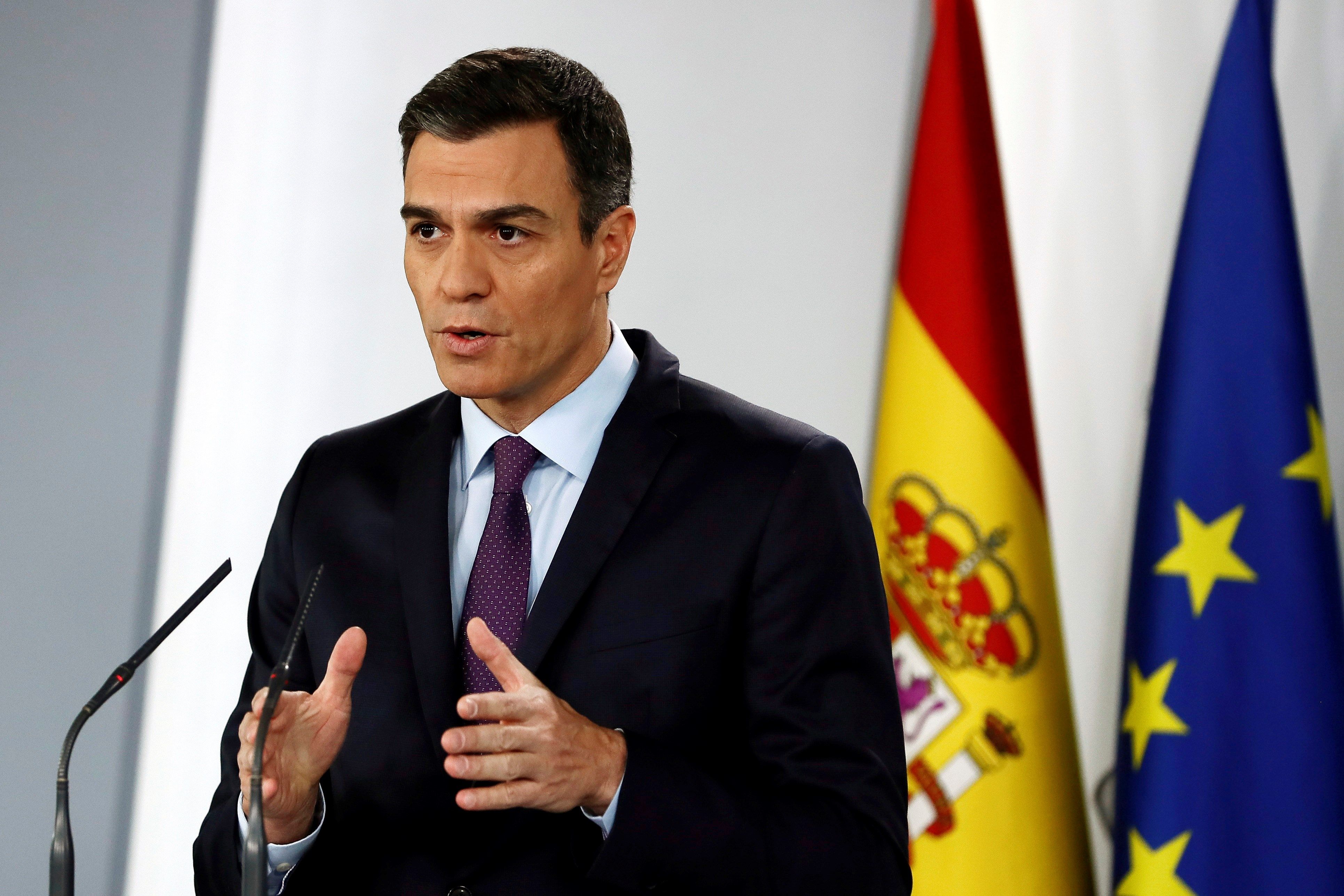 Sánchez reconoce a Juan Guaidó como presidente de Venezuela 1 El presidente del Gobierno, Pedro Sánchez, durante la rueda de prensa en el Palacio de la Moncloa.