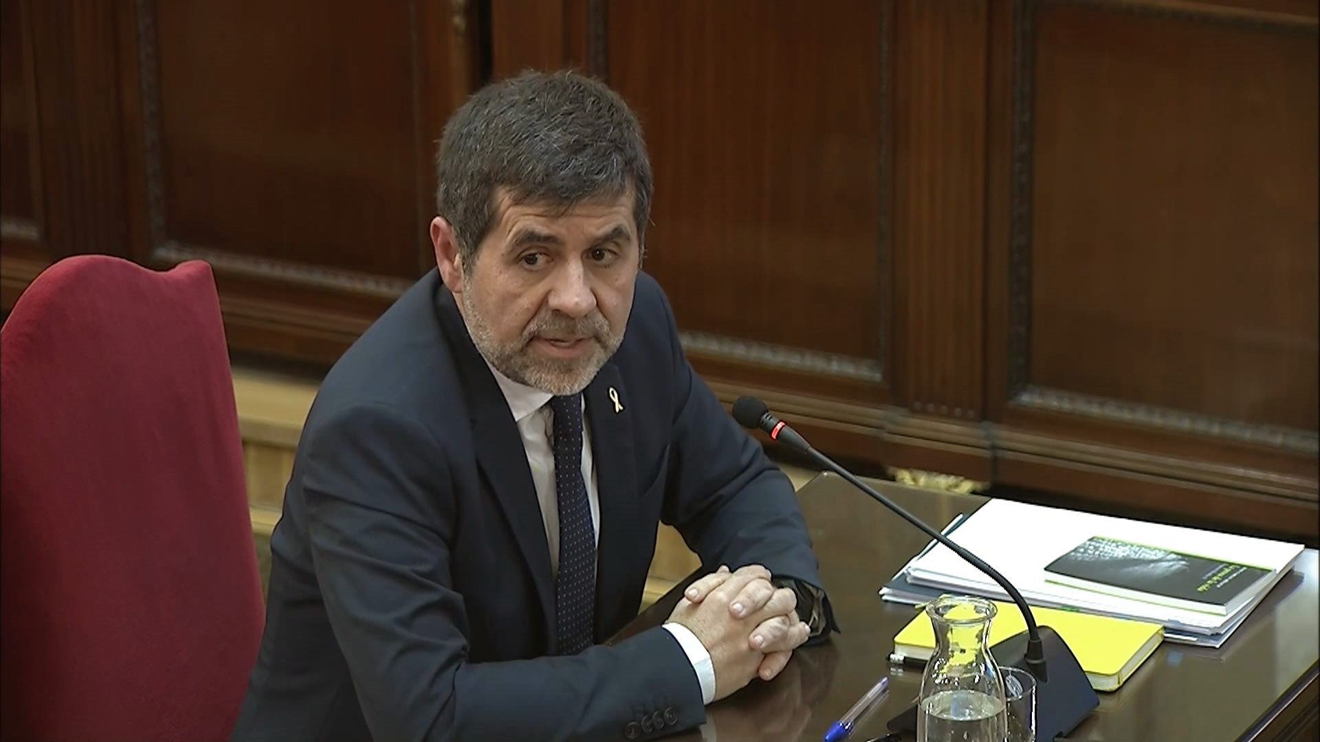 El expresidente de la ANC Jordi Sànchez, durante su declaración.
