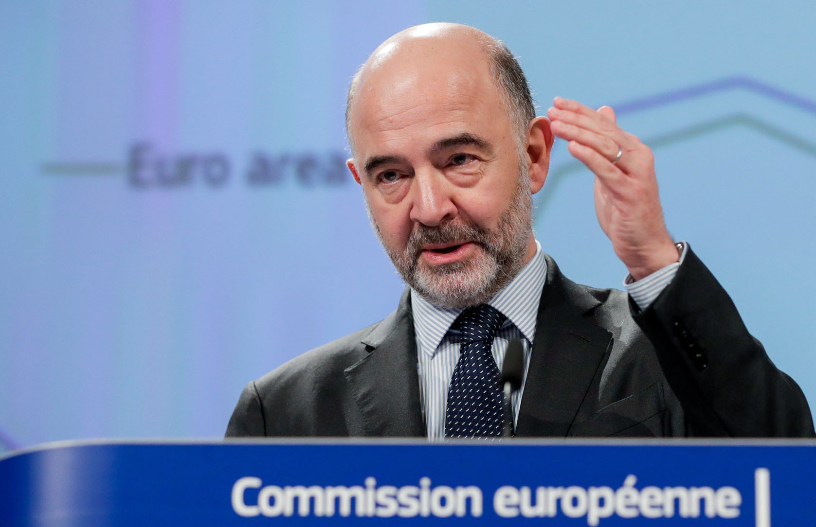 El comisario europeo de Asuntos Económicos y Financieros, Pierre Moscovici, en la presentación de las previsiones.