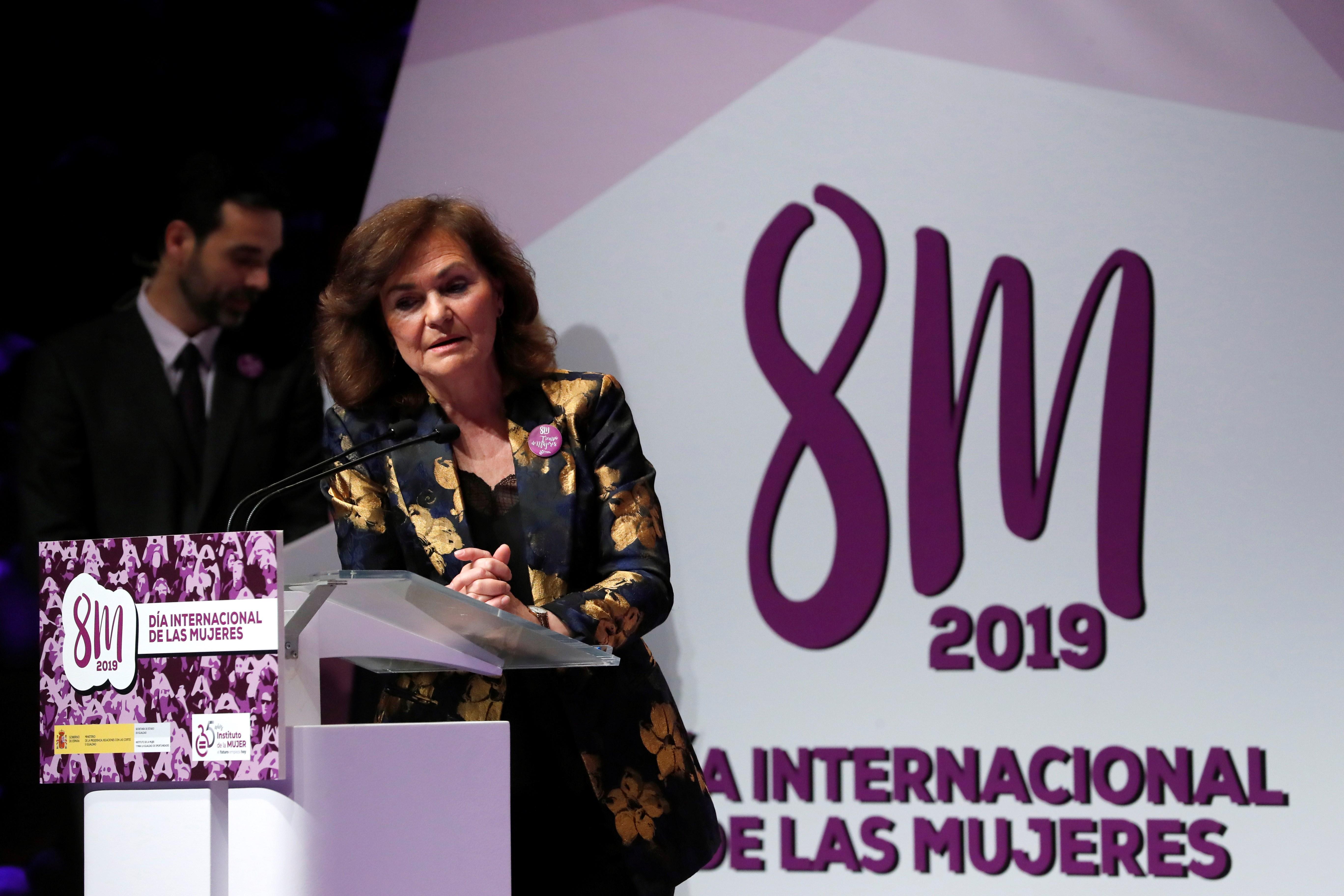 La vicepresidenta del Gobierno y ministra de Presidencia, Relaciones con las Cortes e Igualdad, Carmen Calvo.