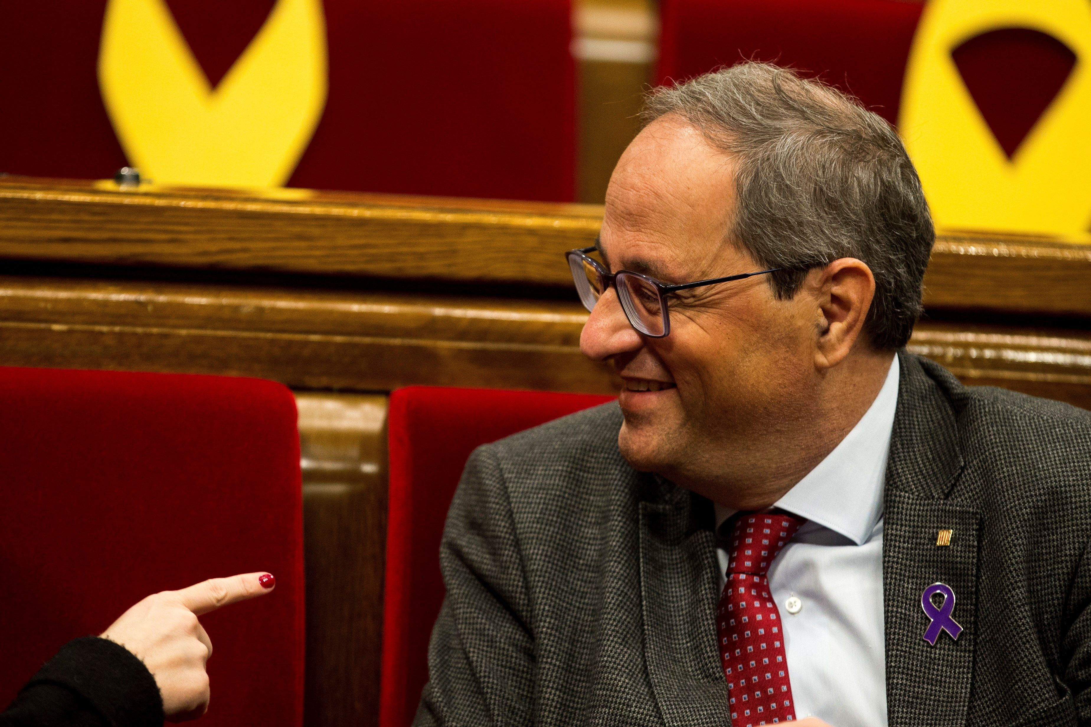 El presidente de la Generalitat, Quim Torra, en el pleno del Parlament de Cataluña.