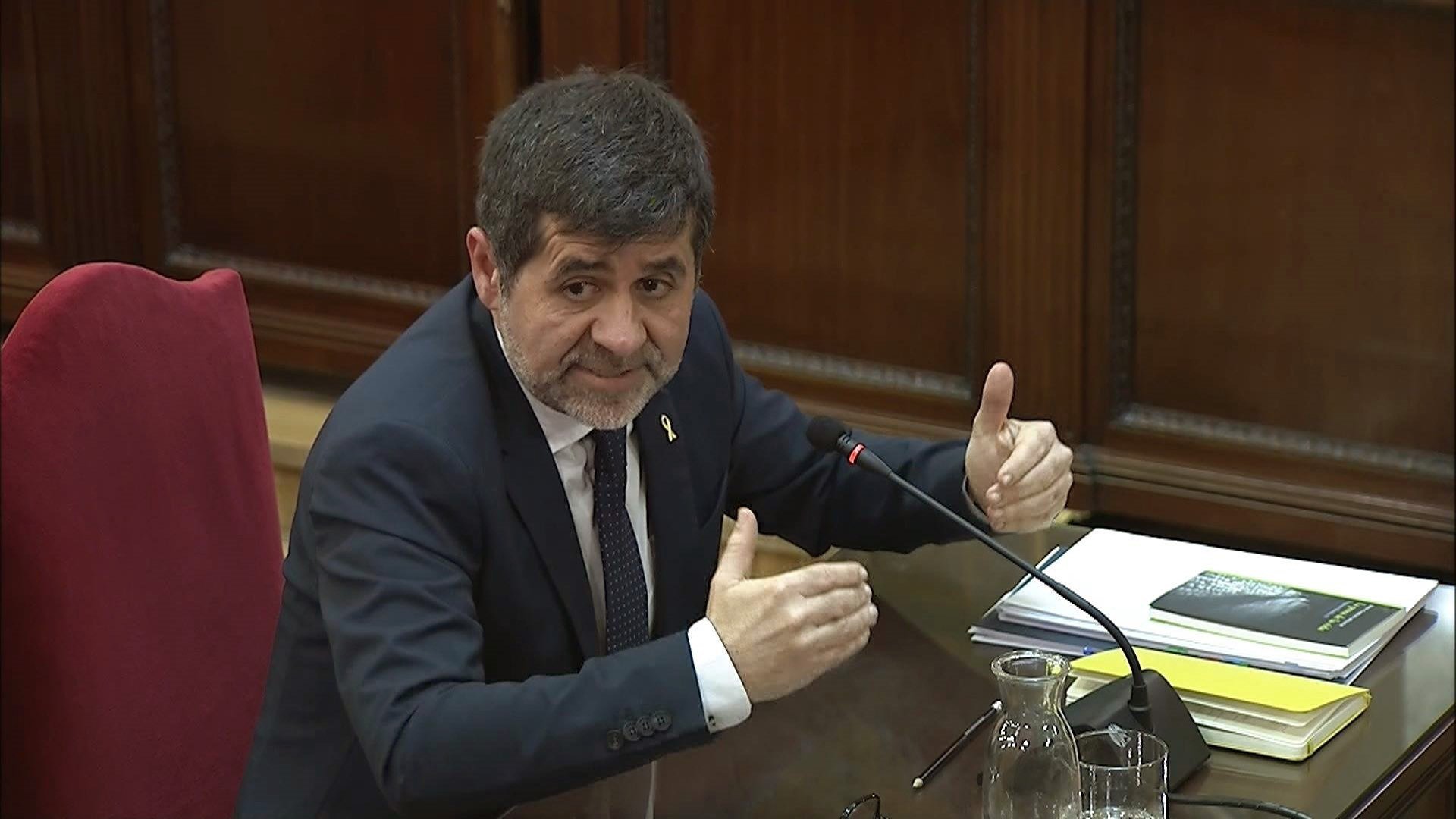 El expresidente de ANC, Jordi Sànchez, en su declaración en el Supremo.