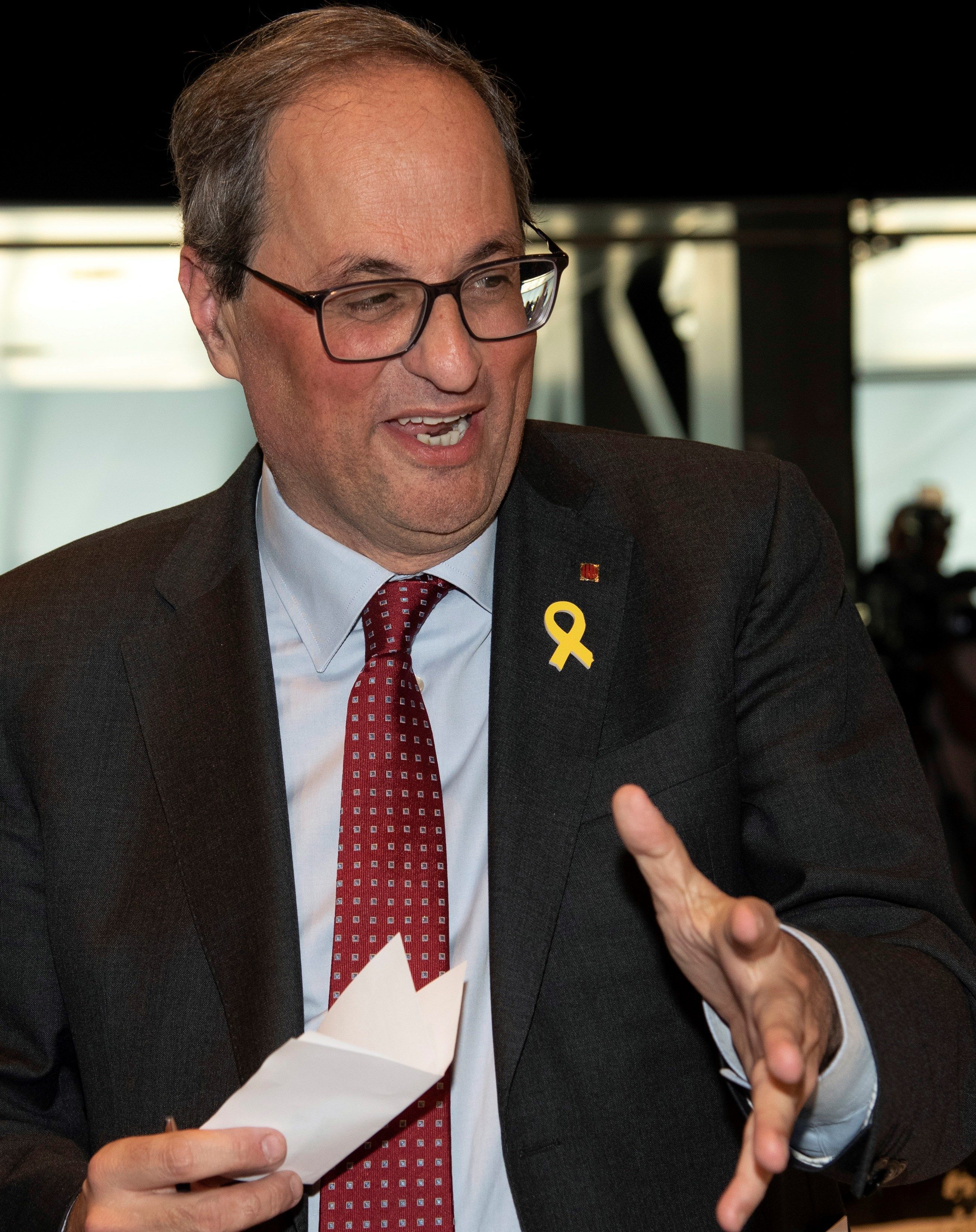 El presidente de la Generalitat, Quim Torra, durante la entrega de los XXI Premios ASPID.