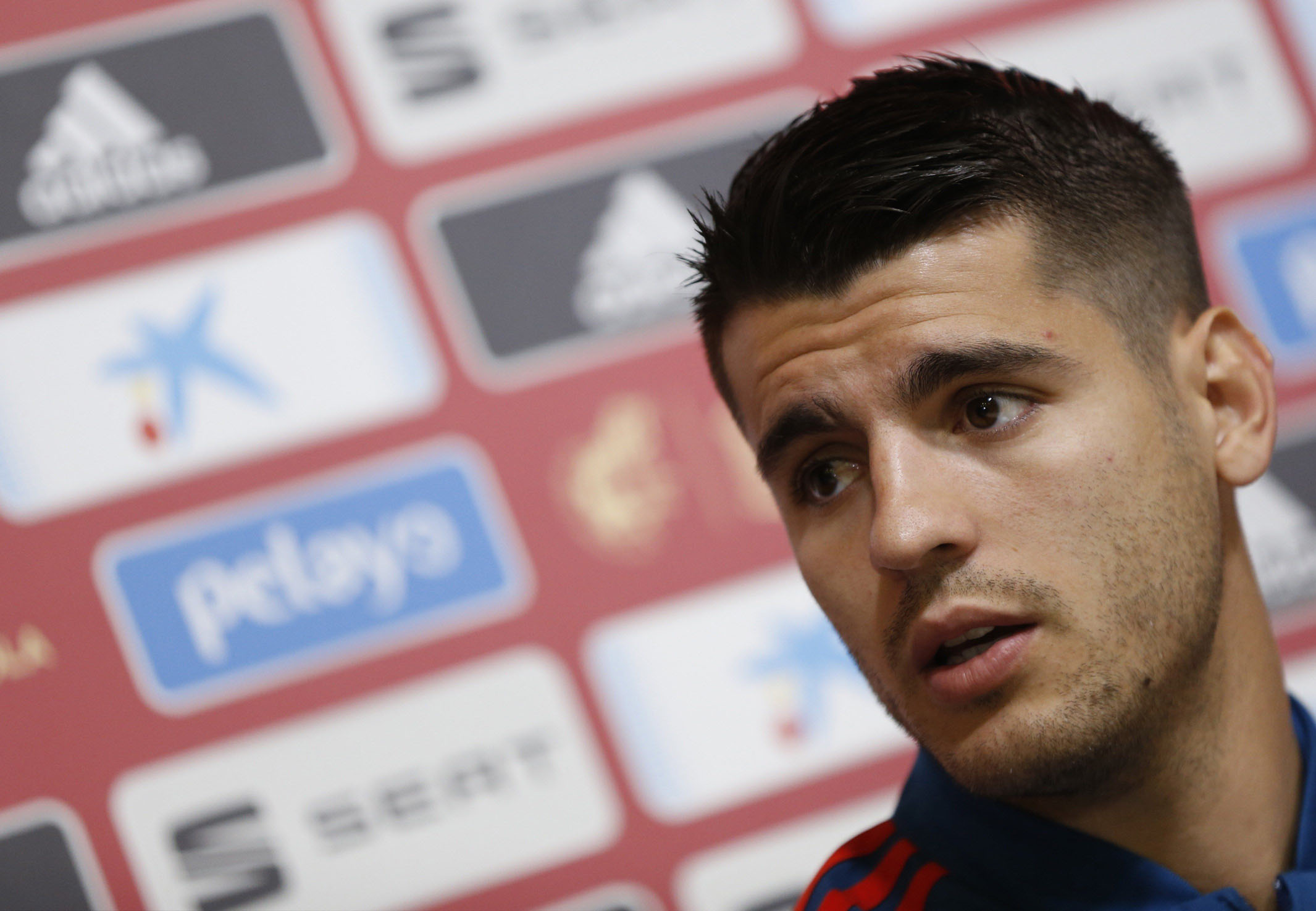 Morata: “Luis Enrique y Simeone me dan la confianza que necesito” 1 Álvaro Morata, en rueda de prensa en la Ciudad del Fútbol de Las Rozas.