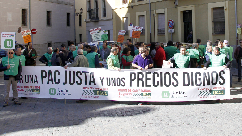 Los manifestantes se reunieron ante la Subdelegación del Gobierno ayer por la mañana. /  nerea llorente