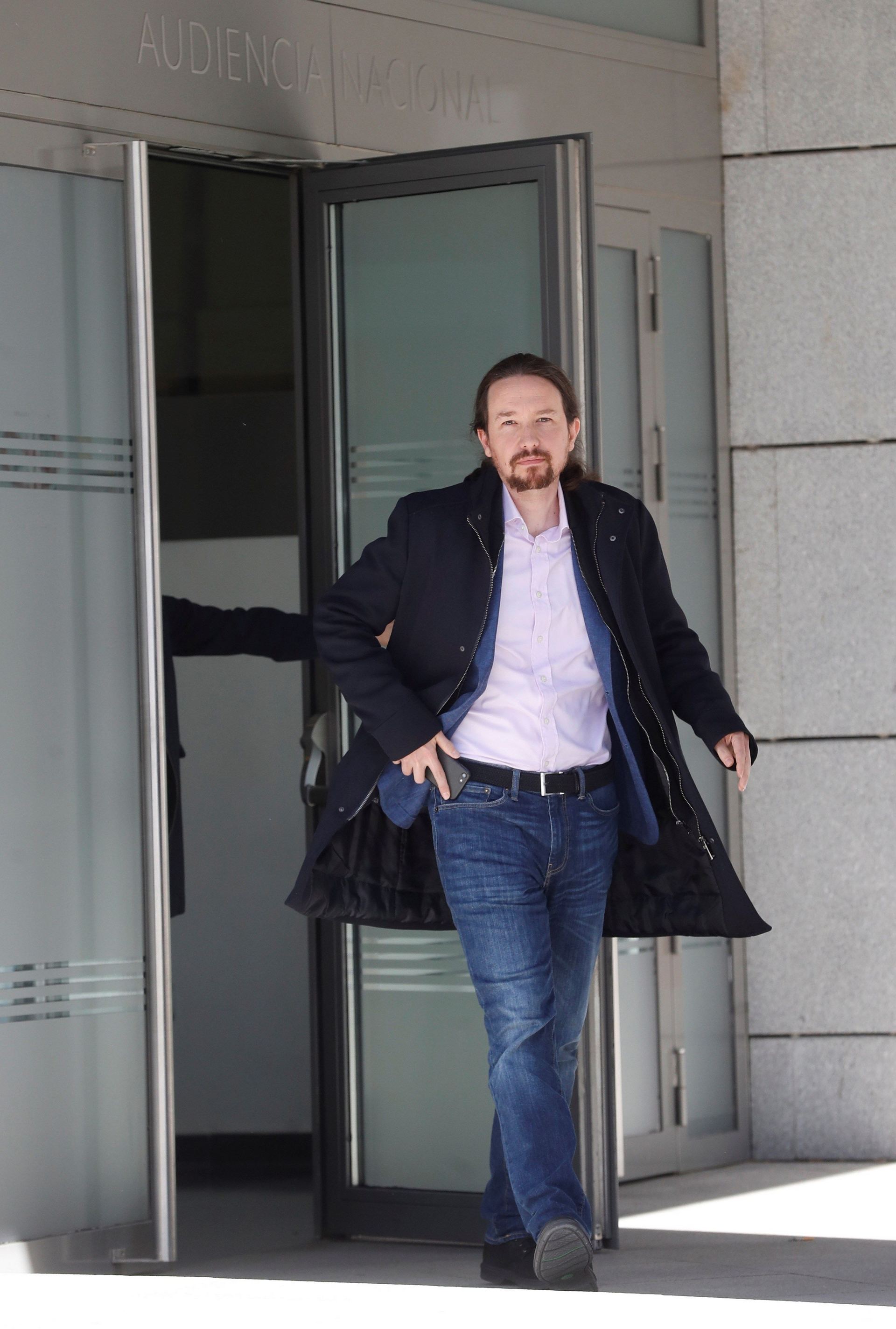 Pablo Iglesias a su salida de la Audiencia Nacional tras declarar el jueves.